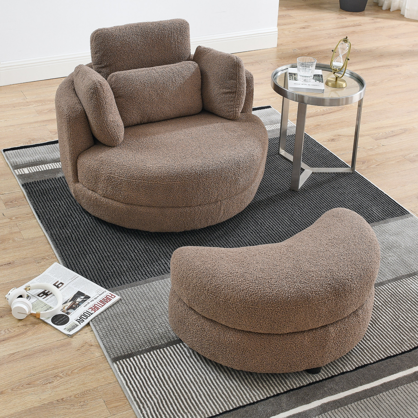 [product_type] | 39"W Oversized Swivel Chair with Storage Ottoman for Living Room | casafoyer.myshopify.com