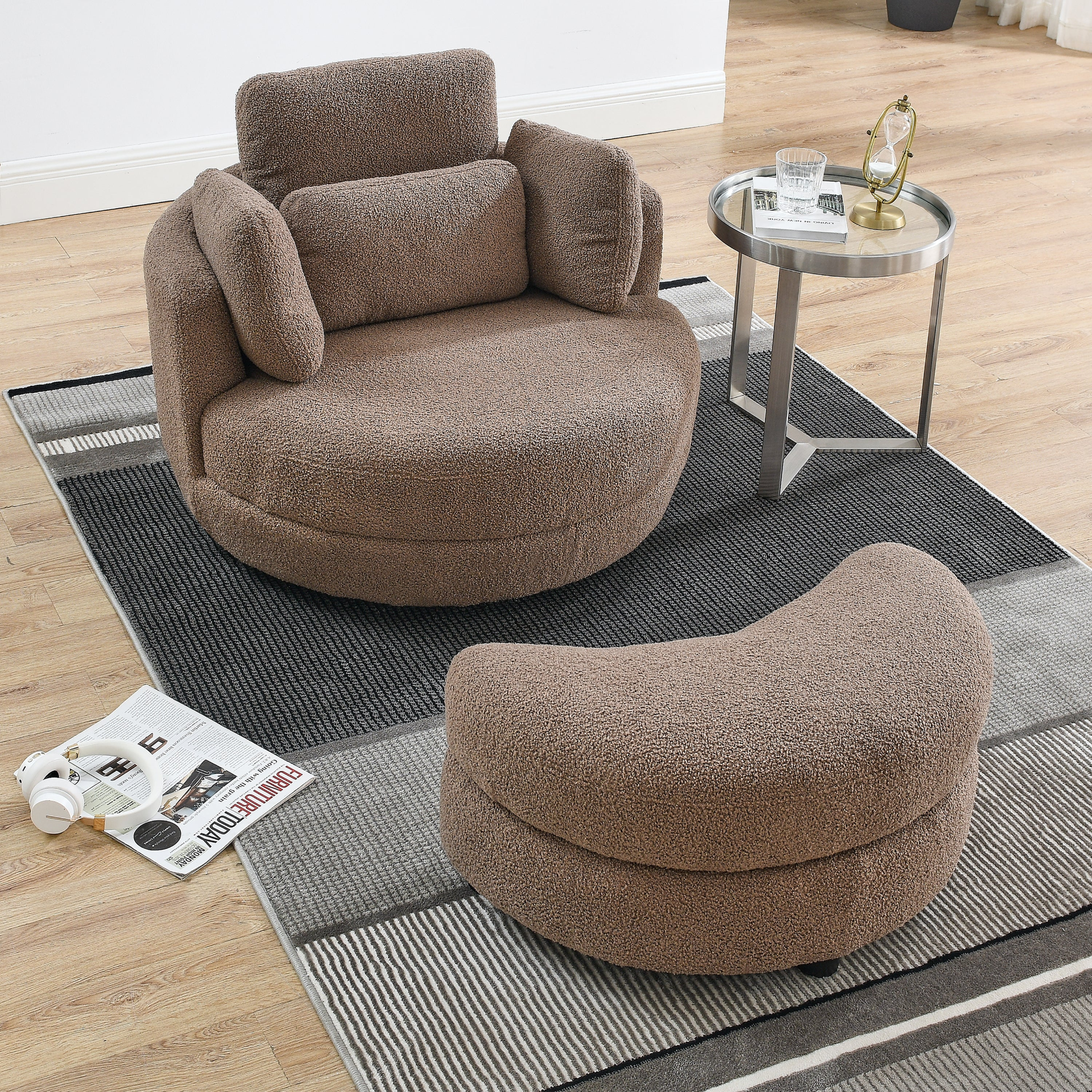 [product_type] | 39"W Oversized Swivel Chair with Storage Ottoman for Living Room | casafoyer.myshopify.com