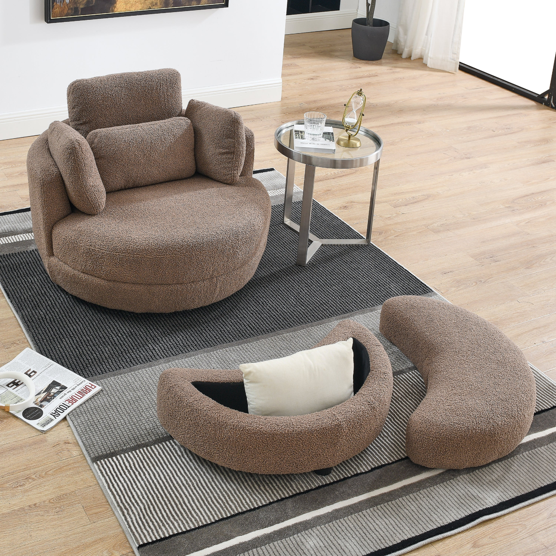 [product_type] | 39"W Oversized Swivel Chair with Storage Ottoman for Living Room | casafoyer.myshopify.com