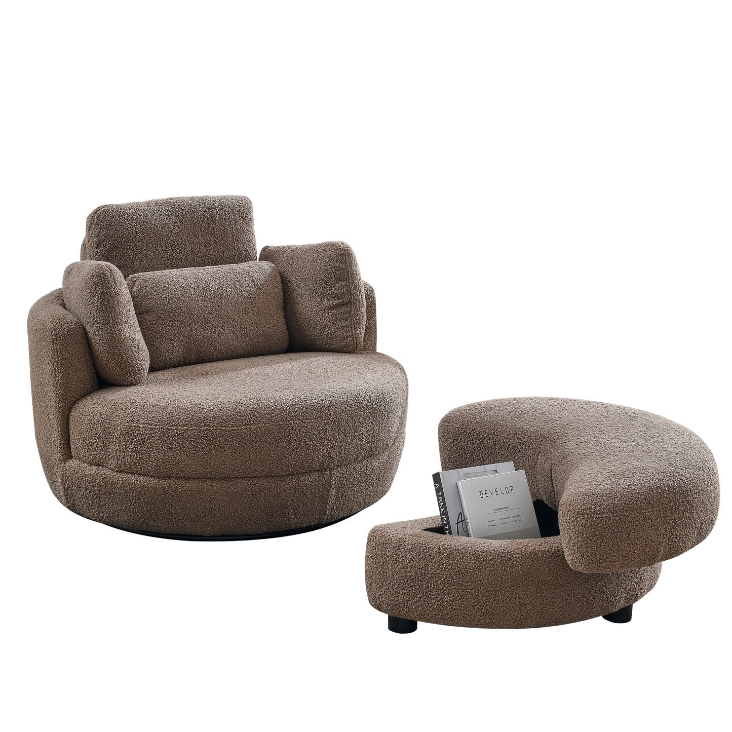 [product_type] | 39"W Oversized Swivel Chair with Storage Ottoman for Living Room | casafoyer.myshopify.com