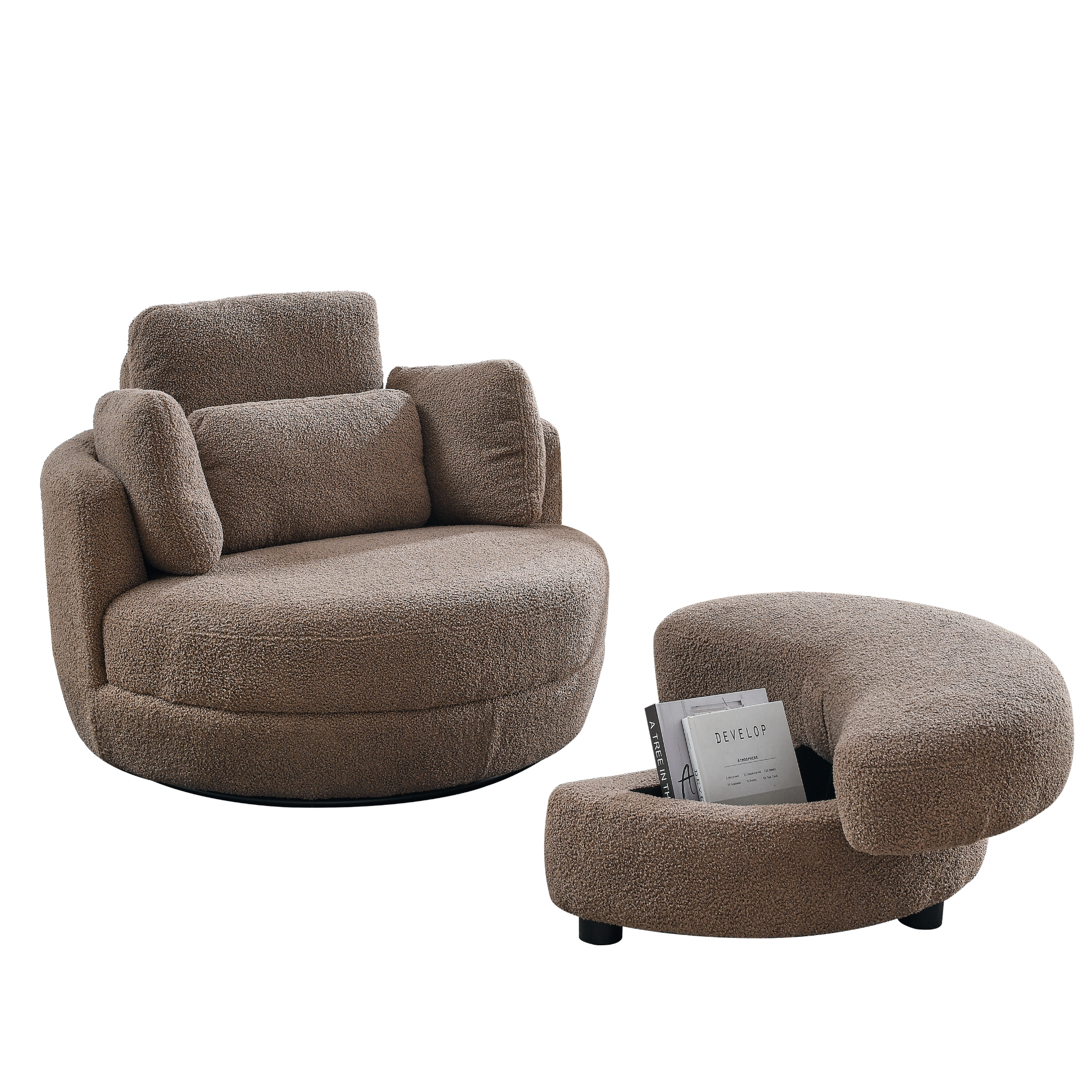 [product_type] | 39"W Oversized Swivel Chair with Storage Ottoman for Living Room | casafoyer.myshopify.com