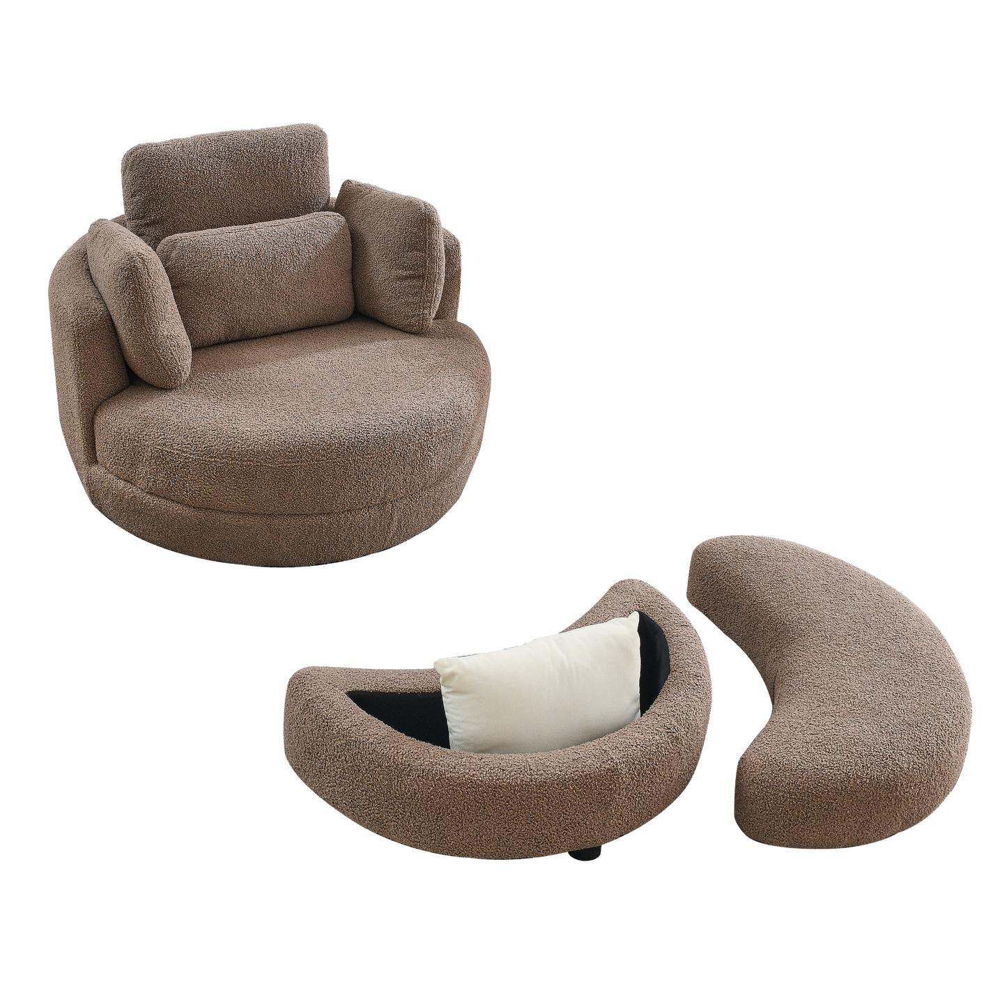 [product_type] | 39"W Oversized Swivel Chair with Storage Ottoman for Living Room | casafoyer.myshopify.com