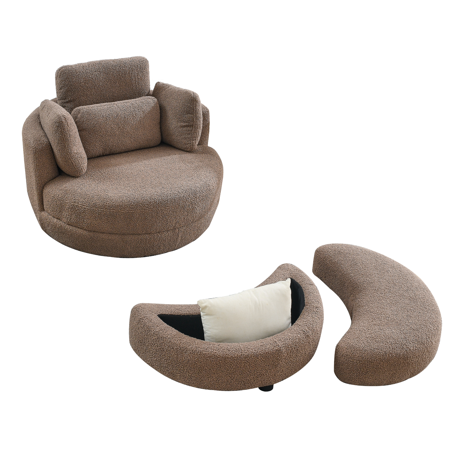 [product_type] | 39"W Oversized Swivel Chair with Storage Ottoman for Living Room | casafoyer.myshopify.com