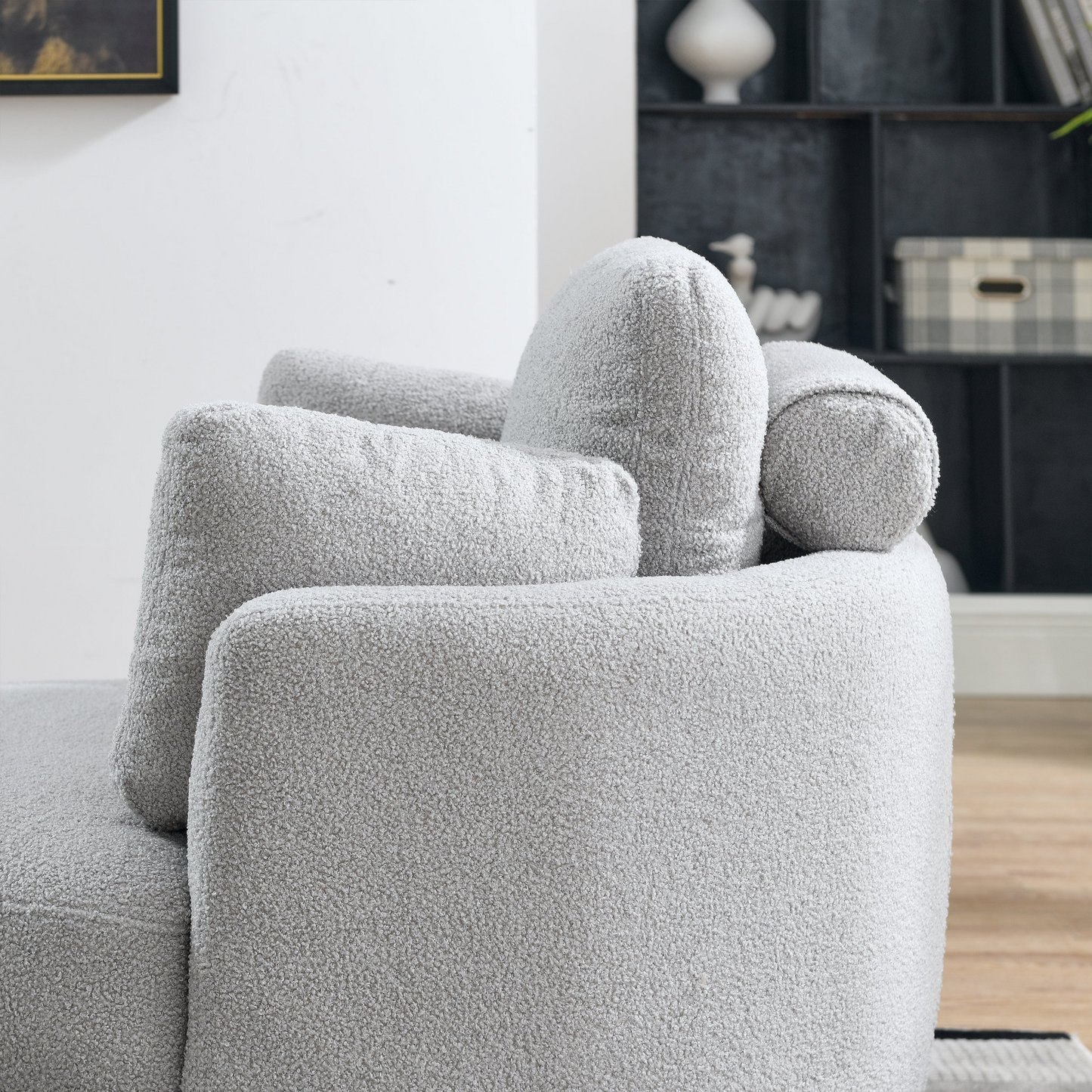 Sofa & Chair sets | Oversized Swivel Chair with moon storage ottoman for Living Room, Modern Accent Round Loveseat Circle Swivel Barrel Chairs for Bedroom Cuddle Sofa Chair Lounger Armchair, 4 Pillows, Teddy Fabric | casafoyer.myshopify.com