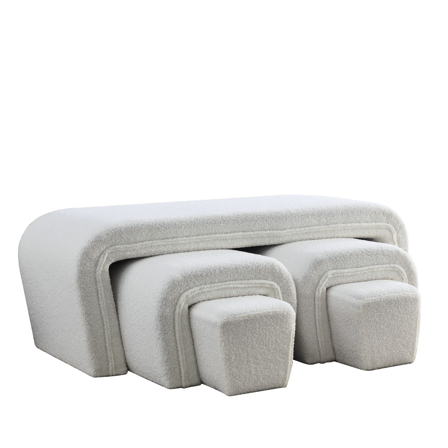 [product_type] | 46" W Modern Contemporary Upholstered Nesting Bench with Four Nesting Benches - Teddy | casafoyer.myshopify.com