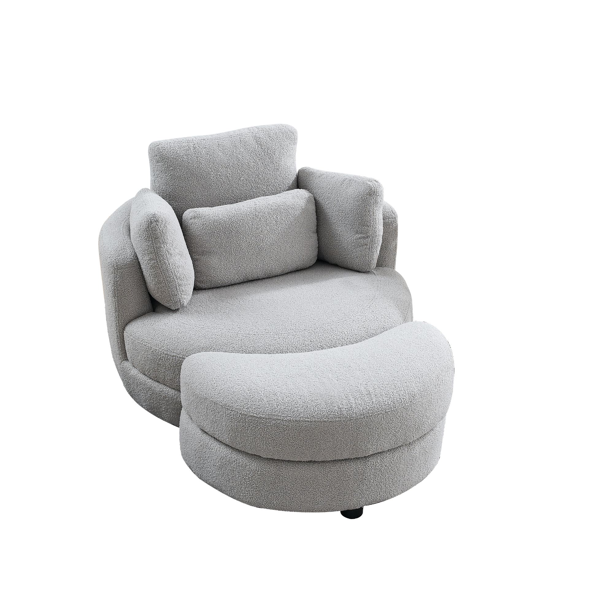 Sofa & Chair sets | Oversized Swivel Chair with moon storage ottoman for Living Room, Modern Accent Round Loveseat Circle Swivel Barrel Chairs for Bedroom Cuddle Sofa Chair Lounger Armchair, 4 Pillows, Teddy Fabric | casafoyer.myshopify.com