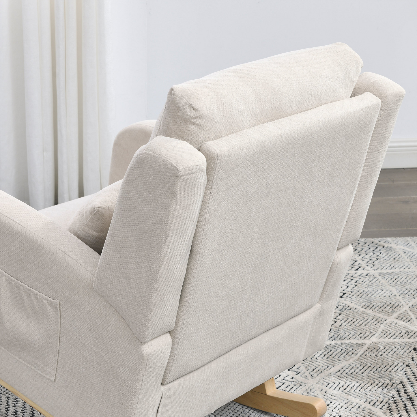 [product_type] | 27.5 "W Modern Accent High Back Living Room Casual Armchair Rocker with One Lumbar Pillow, Two Side Pockets. | casafoyer.myshopify.com