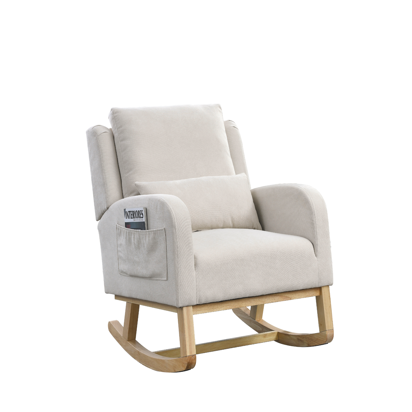 [product_type] | 27.5 "W Modern Accent High Back Living Room Casual Armchair Rocker with One Lumbar Pillow, Two Side Pockets. | casafoyer.myshopify.com