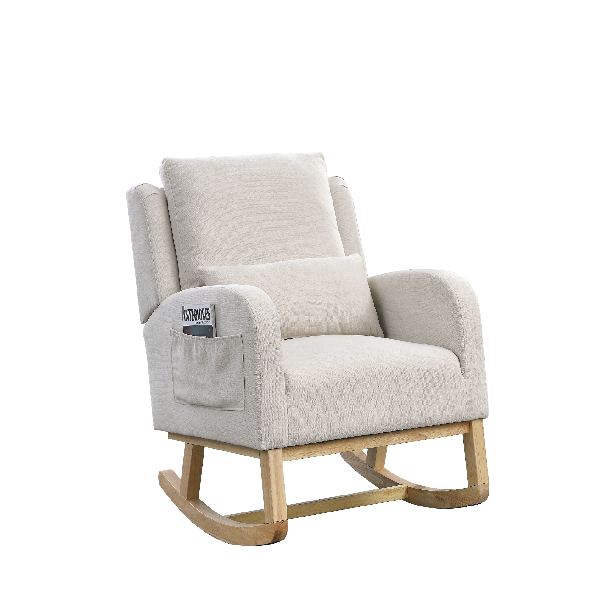 [product_type] | 27.5 "W Modern Accent High Back Living Room Casual Armchair Rocker with One Lumbar Pillow, Two Side Pockets. | casafoyer.myshopify.com