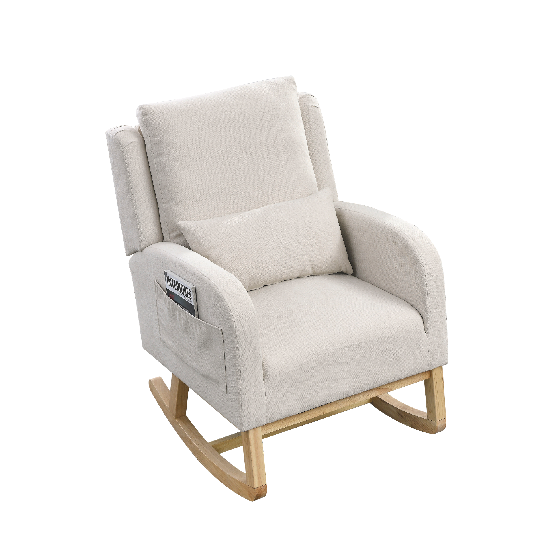 [product_type] | 27.5 "W Modern Accent High Back Living Room Casual Armchair Rocker with One Lumbar Pillow, Two Side Pockets. | casafoyer.myshopify.com