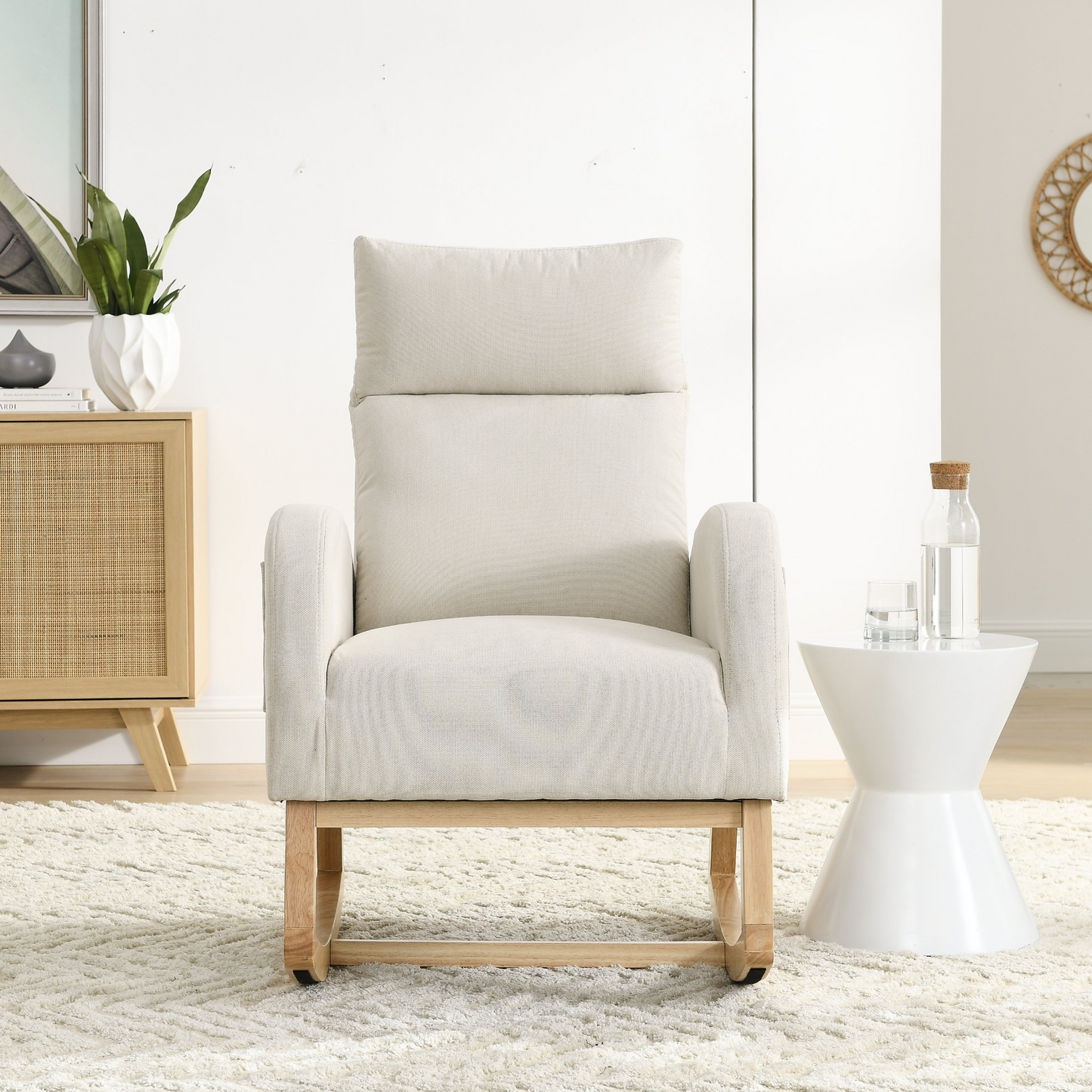Sofa & Chair sets | Modern Accent High Backrest Living Room Lounge Arm Rocking Chair, Two Side Pocket | casafoyer.myshopify.com