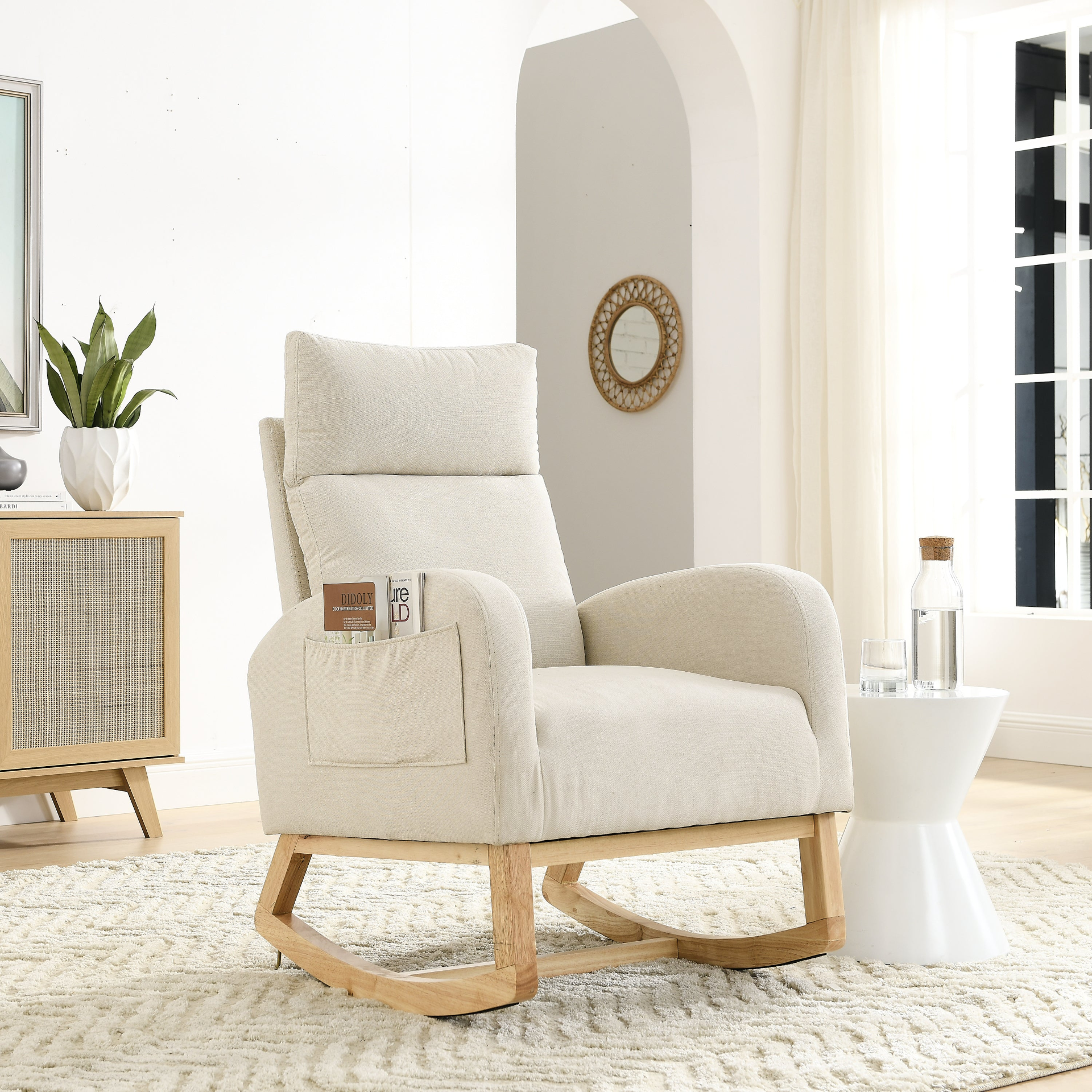 Sofa & Chair sets | Modern Accent High Backrest Living Room Lounge Arm Rocking Chair, Two Side Pocket | casafoyer.myshopify.com