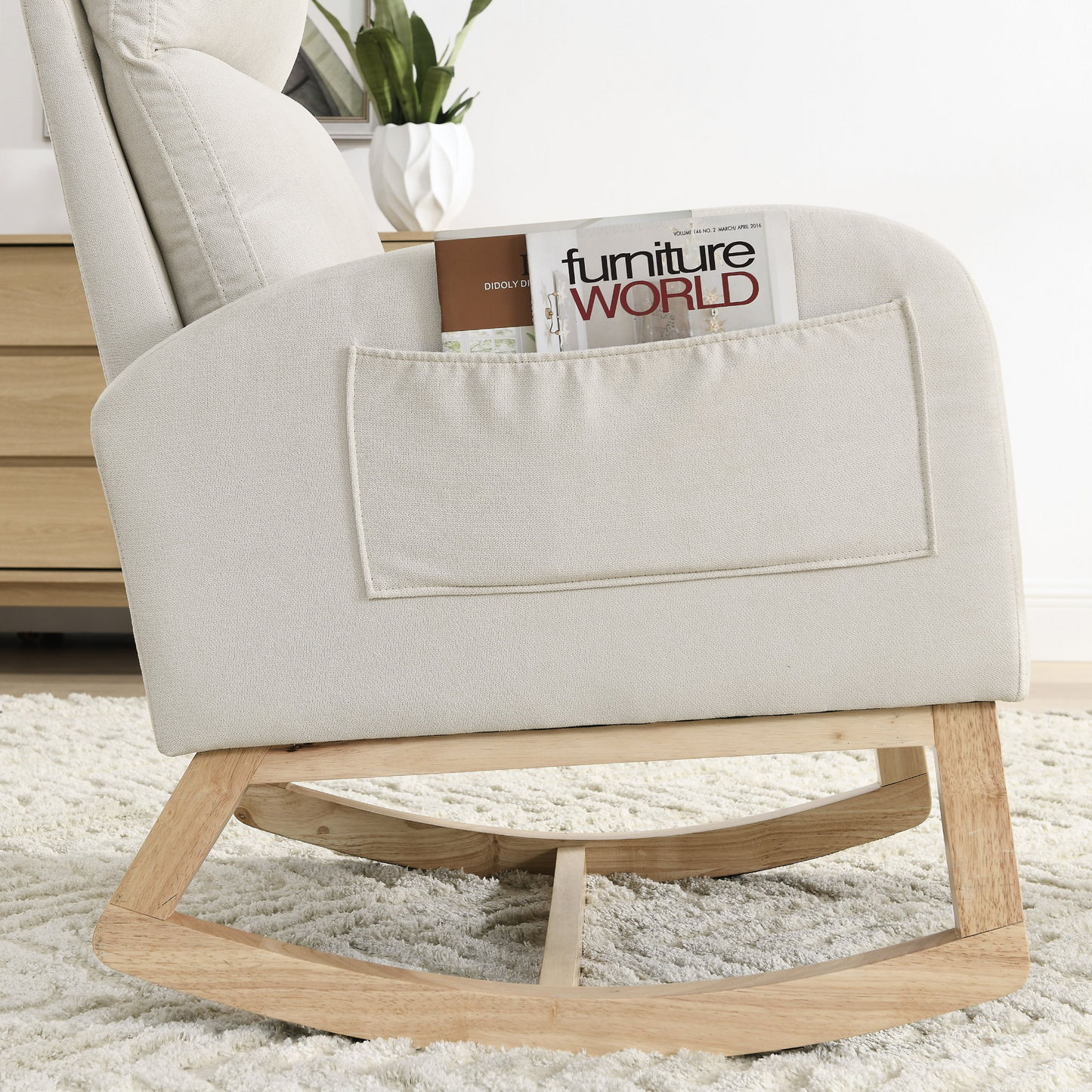 Sofa & Chair sets | Modern Accent High Backrest Living Room Lounge Arm Rocking Chair, Two Side Pocket | casafoyer.myshopify.com
