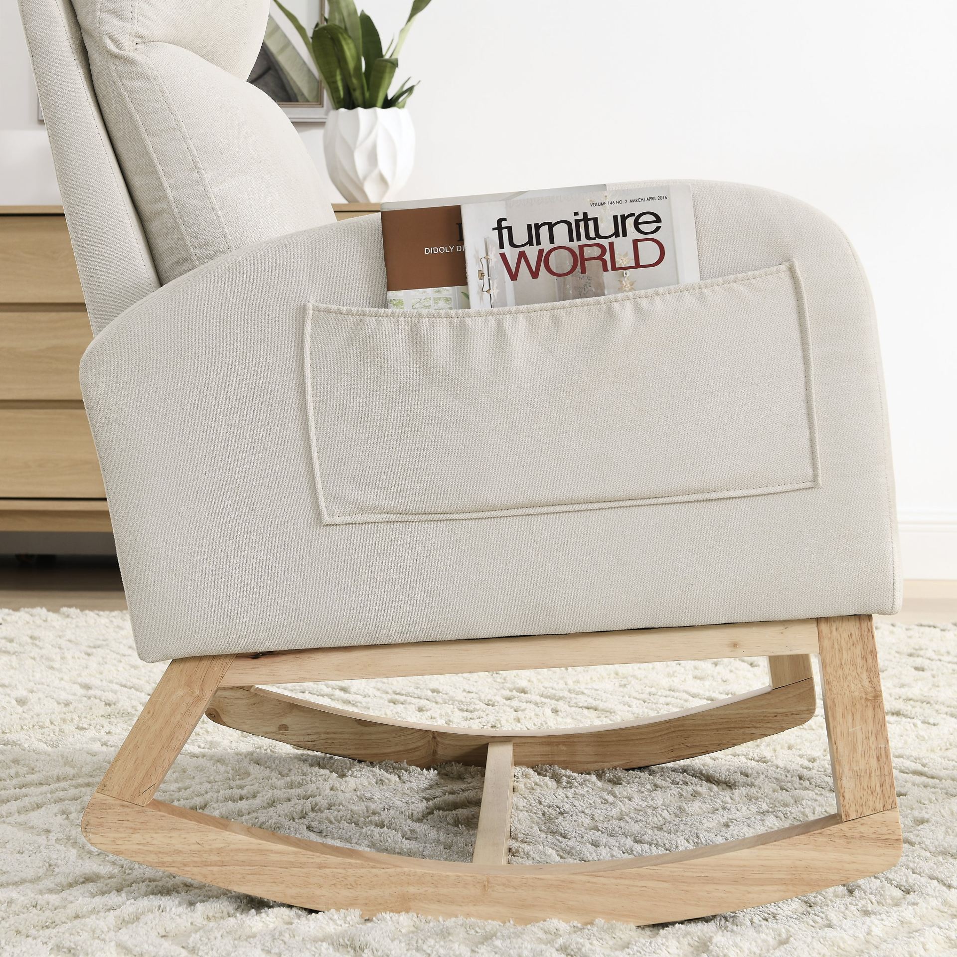 Sofa & Chair sets | Modern Accent High Backrest Living Room Lounge Arm Rocking Chair, Two Side Pocket | casafoyer.myshopify.com