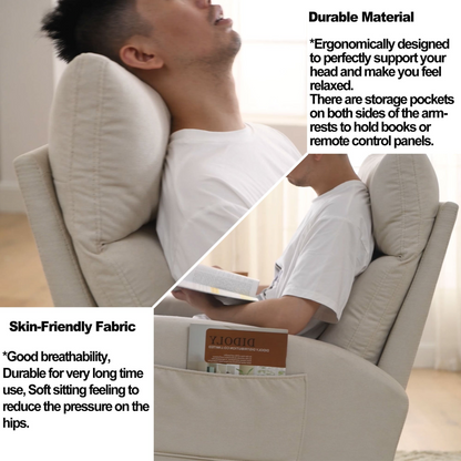 Sofa & Chair sets | Modern Accent High Backrest Living Room Lounge Arm Rocking Chair, Two Side Pocket | casafoyer.myshopify.com
