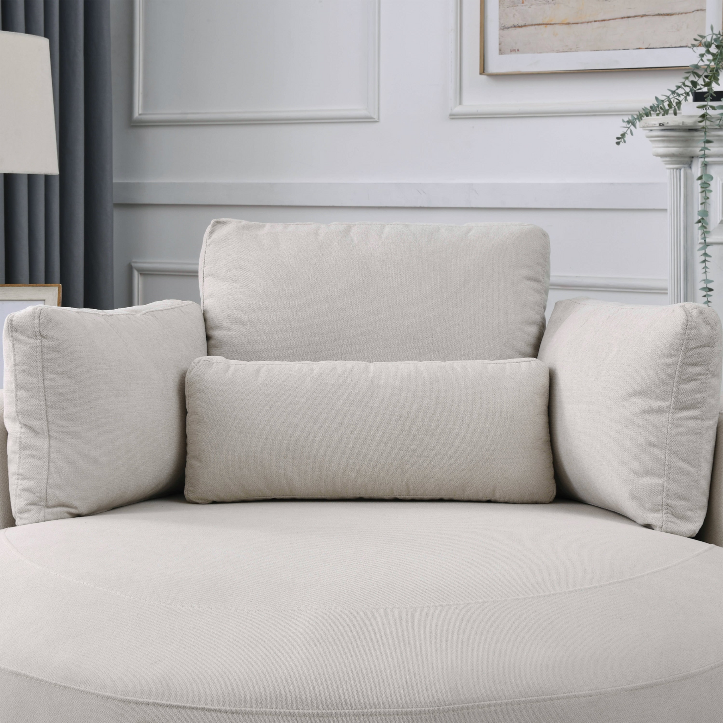 Sofa & Chair sets | Swivel Accent Barrel Modern Sofa Lounge Club Big Round Chair with Storage Ottoman Linen Fabric for Living Room Hotel with Pillows | casafoyer.myshopify.com