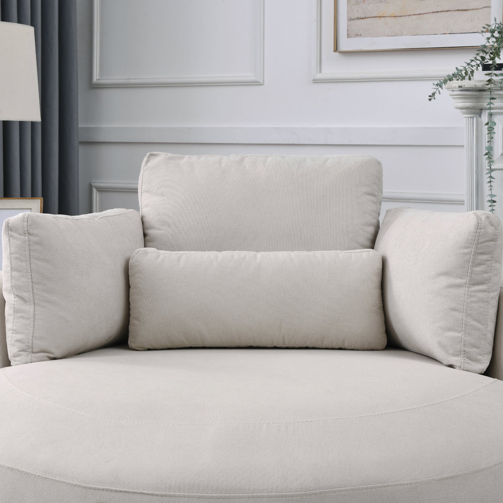 Sofa & Chair sets | Swivel Accent Barrel Modern Sofa Lounge Club Big Round Chair with Storage Ottoman Linen Fabric for Living Room Hotel with Pillows | casafoyer.myshopify.com