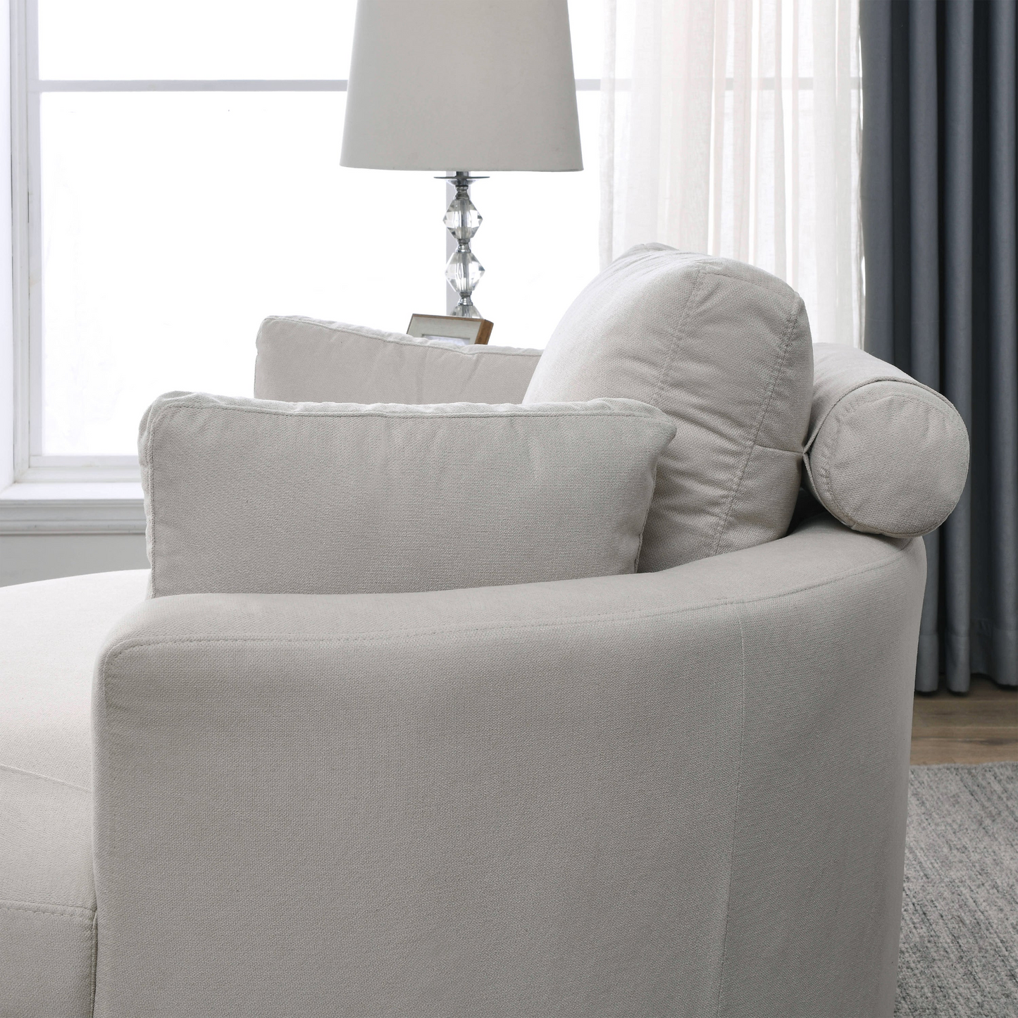 Sofa & Chair sets | Swivel Accent Barrel Modern Sofa Lounge Club Big Round Chair with Storage Ottoman Linen Fabric for Living Room Hotel with Pillows | casafoyer.myshopify.com