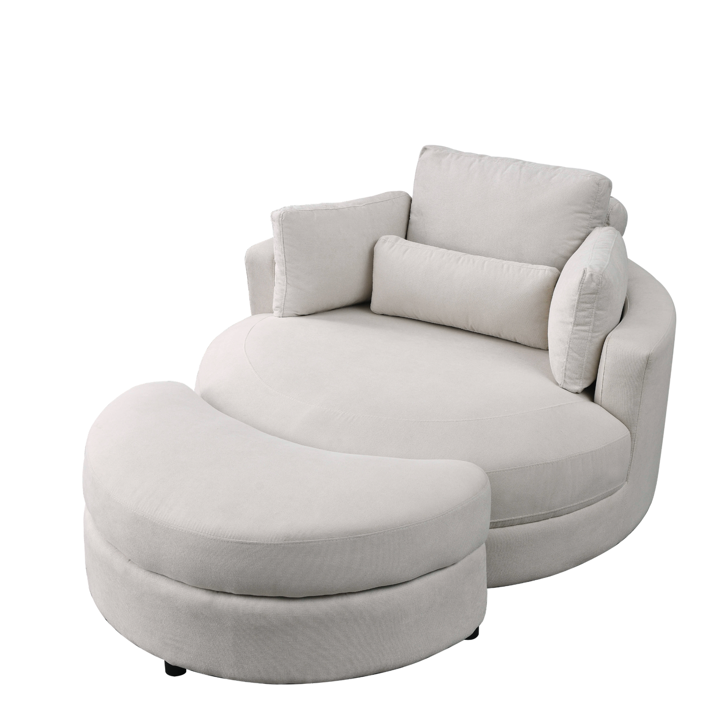 Sofa & Chair sets | Swivel Accent Barrel Modern Sofa Lounge Club Big Round Chair with Storage Ottoman Linen Fabric for Living Room Hotel with Pillows | casafoyer.myshopify.com