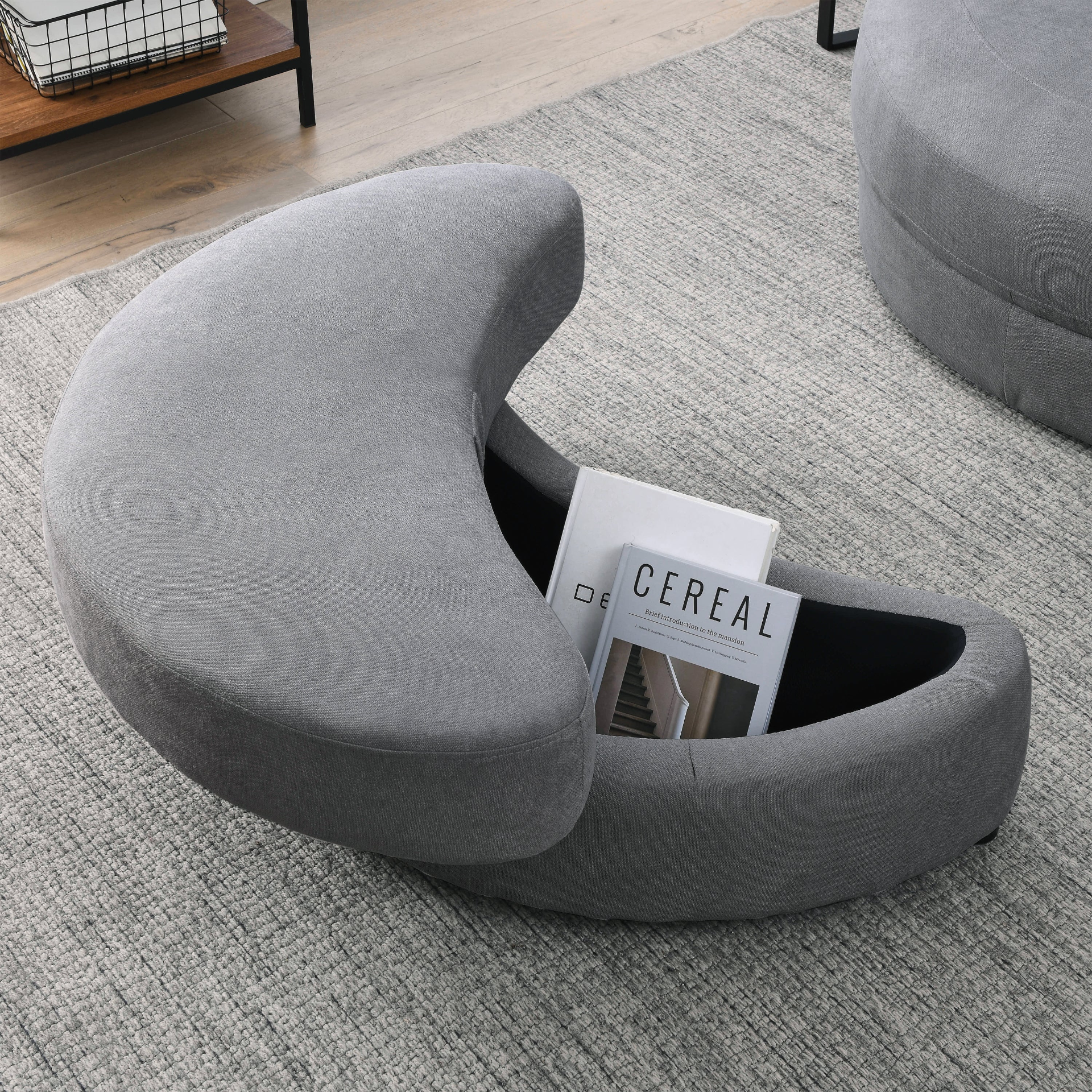 Sofa & Chair sets | Swivel Accent Barrel Modern Dark Grey Sofa Lounge Club Big Round Chair with Storage Ottoman Linen Fabric for Living Room Hotel with Pillows,2PCS. | casafoyer.myshopify.com