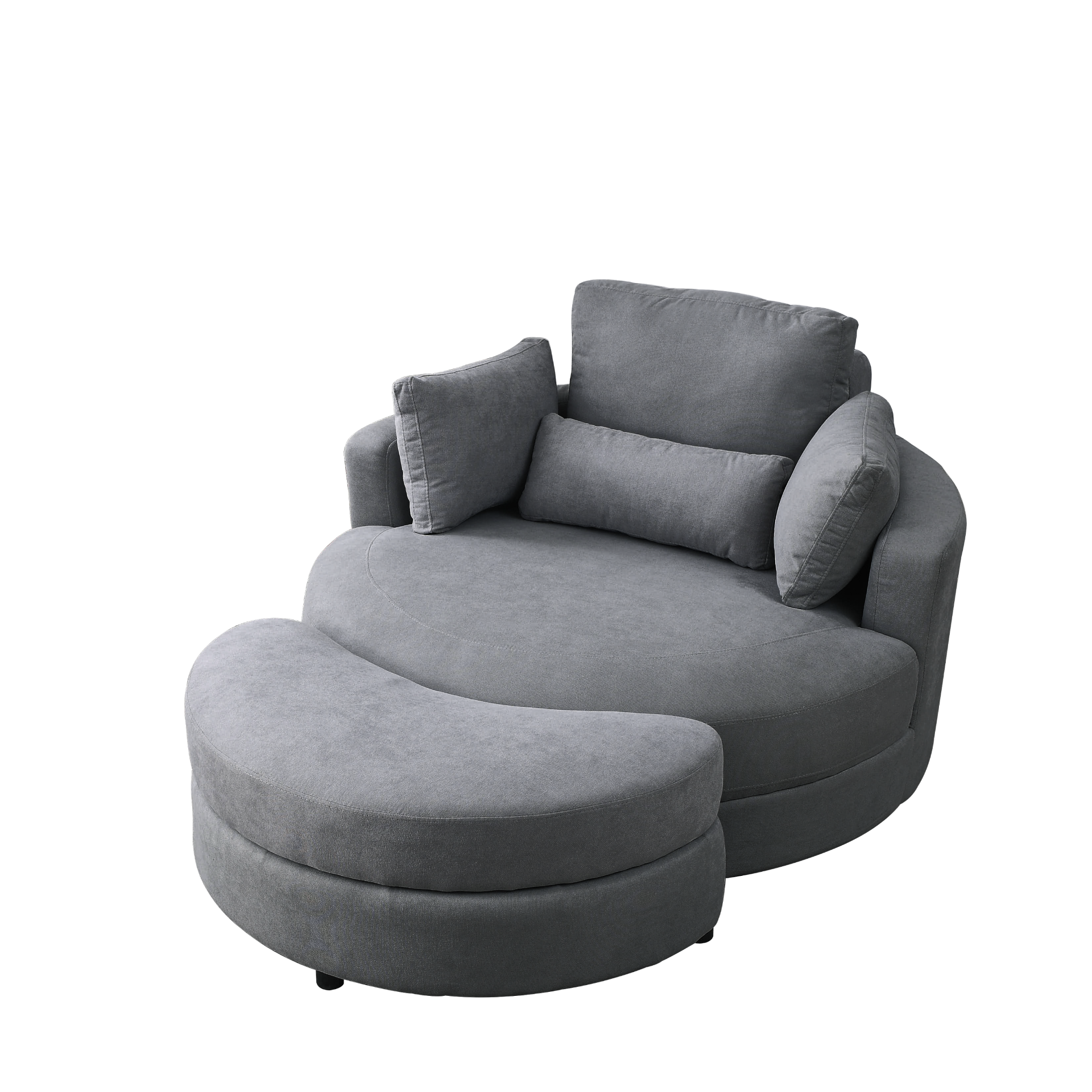 Sofa & Chair sets | Swivel Accent Barrel Modern Dark Grey Sofa Lounge Club Big Round Chair with Storage Ottoman Linen Fabric for Living Room Hotel with Pillows,2PCS. | casafoyer.myshopify.com