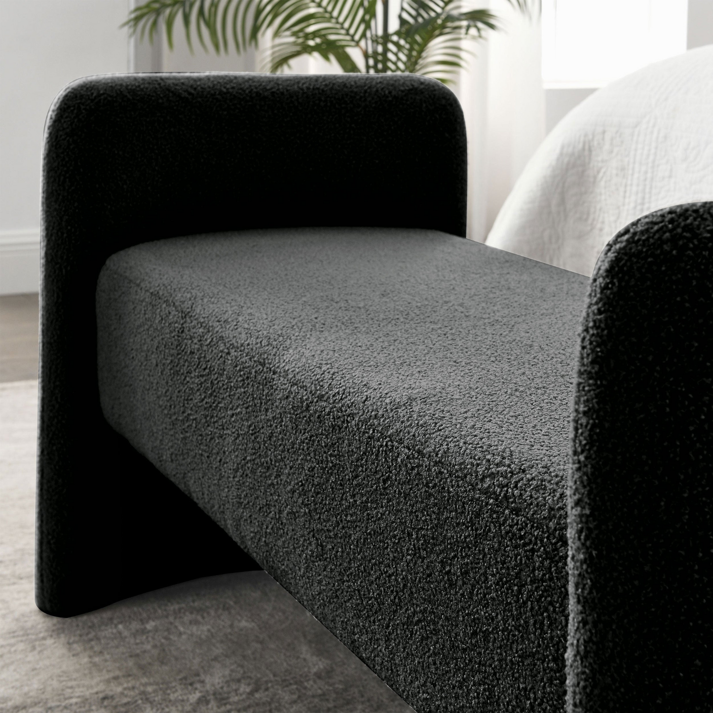 OTTOMAN | Bench for Bedroom End of Bed Modern Contemporary Design Ottoman Couch Long Bench Window Sitting Fireplace Bench, Teddy | casafoyer.myshopify.com