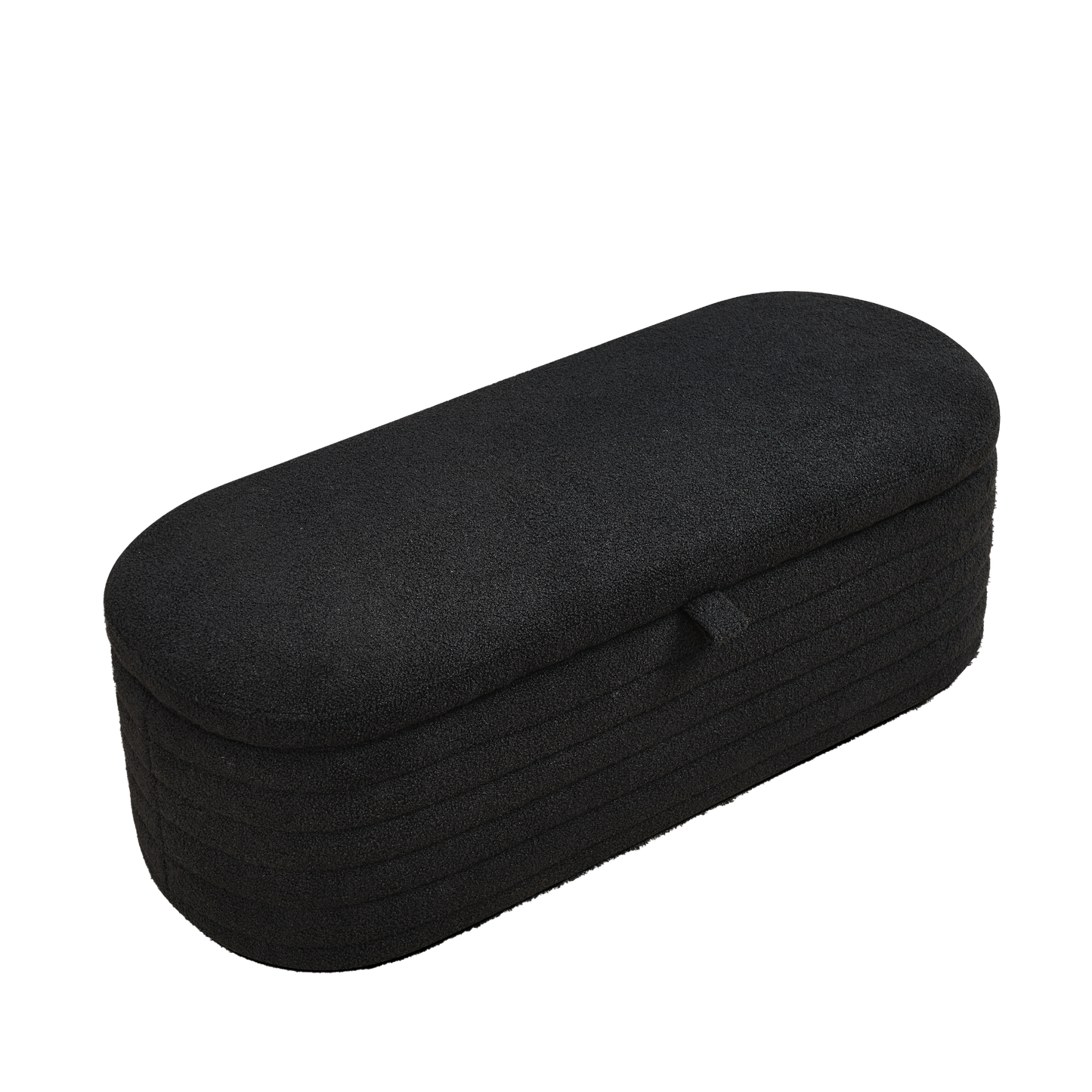 [product_type] | Length 45.5 inches Storage Ottoman Bench Upholstered Fabric Storage Bench End of Bed Stool with Safety Hinge - Black Teddy | casafoyer.myshopify.com