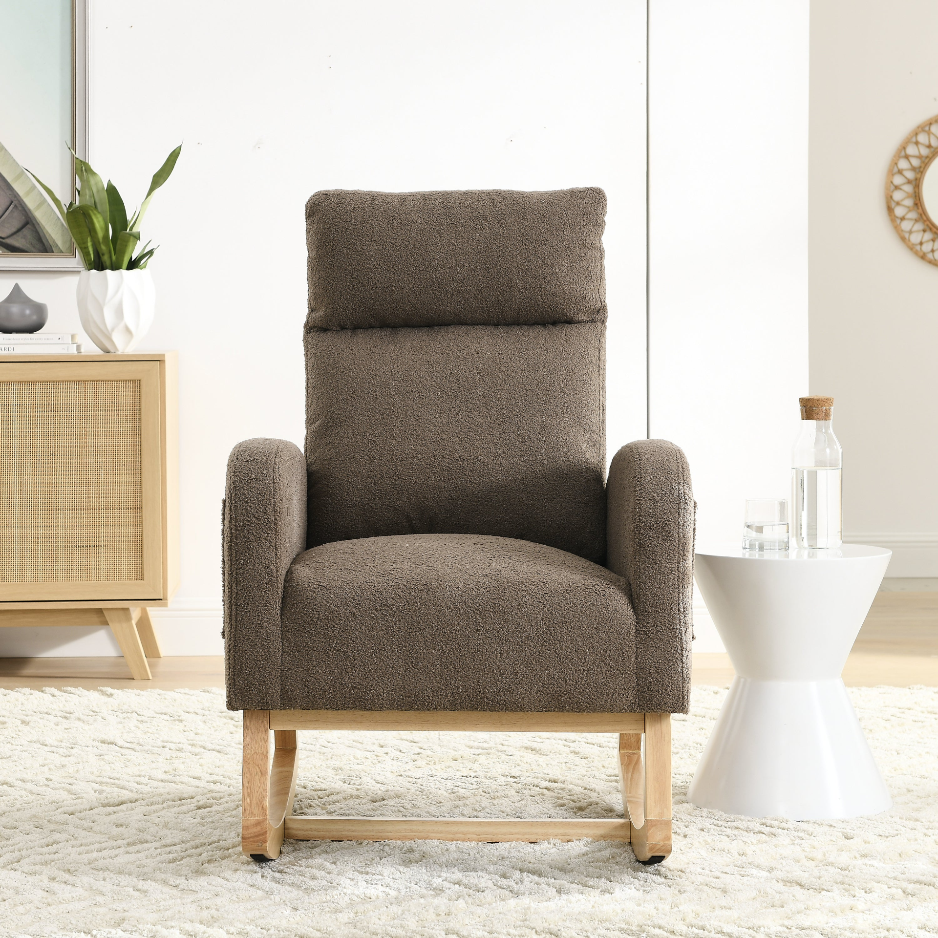 [product_type] | 27.6"W Modern Accent High Backrest Living Room Lounge Arm Rocking Chair, Two Side Pocket | casafoyer.myshopify.com