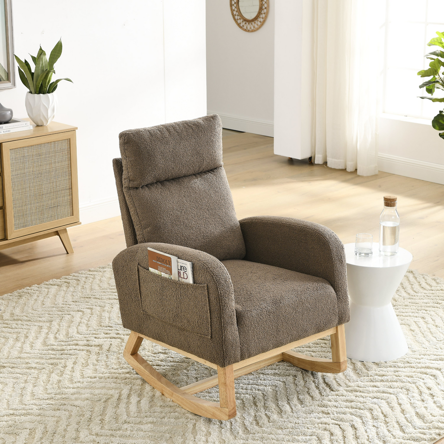 [product_type] | 27.6"W Modern Accent High Backrest Living Room Lounge Arm Rocking Chair, Two Side Pocket | casafoyer.myshopify.com