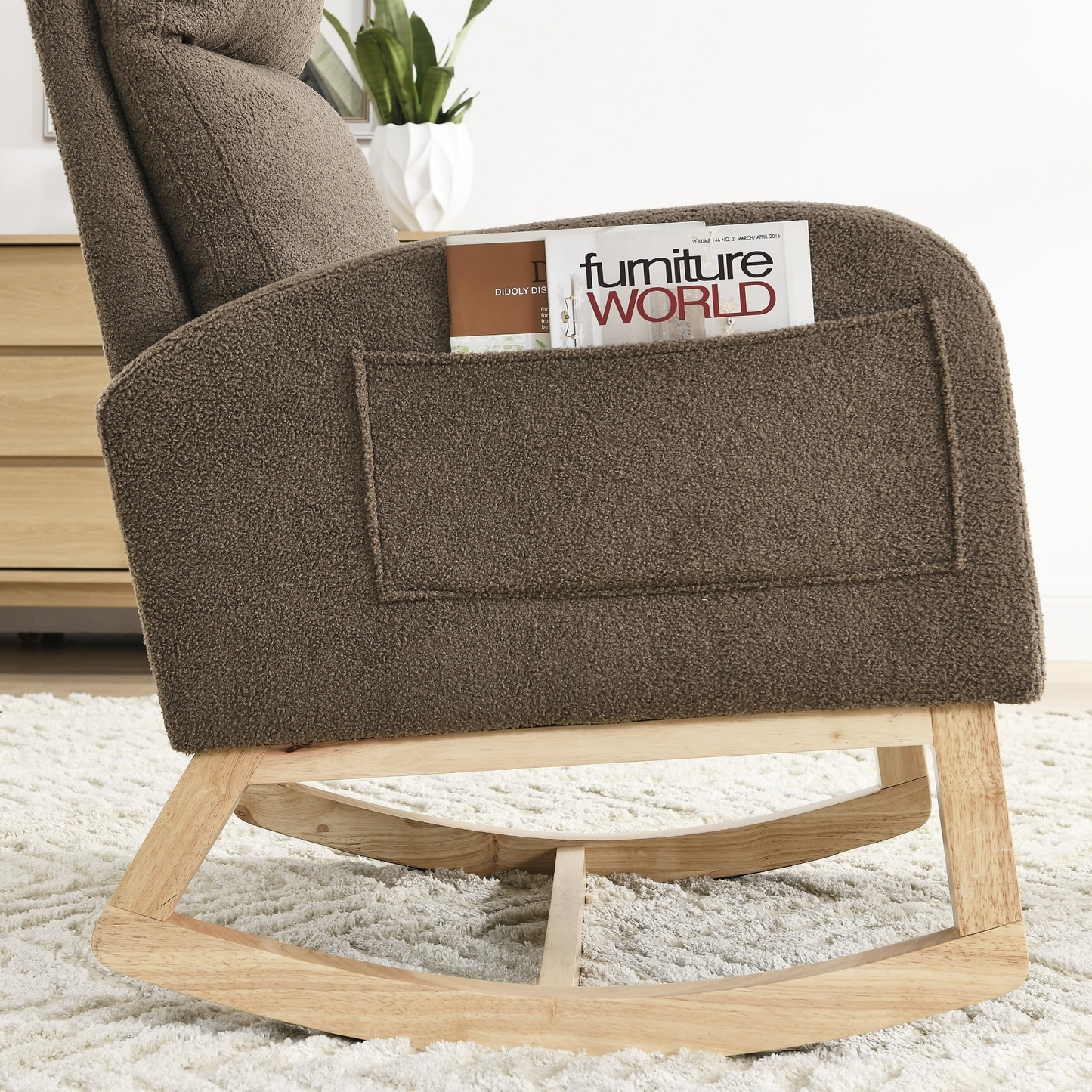 [product_type] | 27.6"W Modern Accent High Backrest Living Room Lounge Arm Rocking Chair, Two Side Pocket | casafoyer.myshopify.com