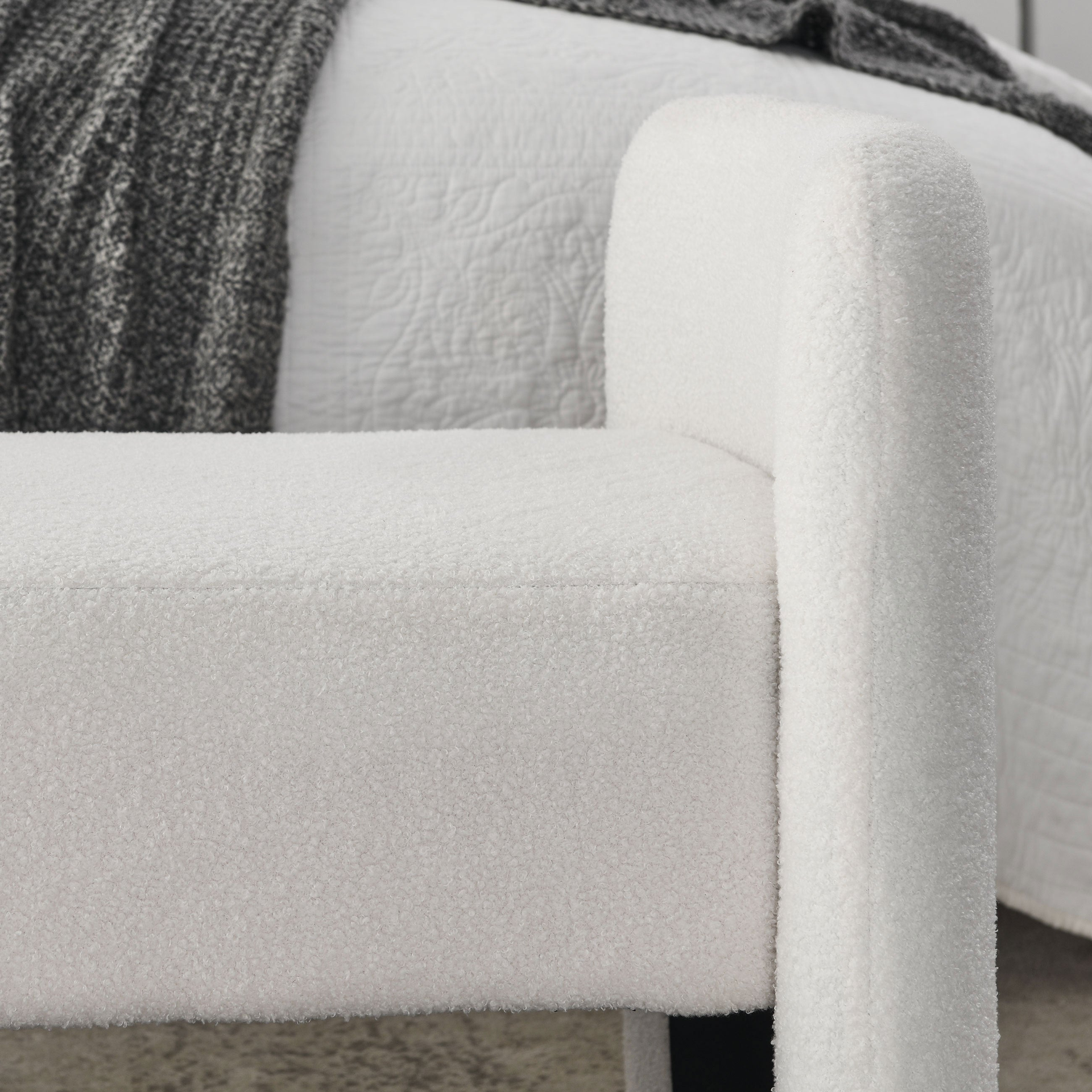 [product_type] | 52" Bench for Bedroom End of Bed Modern Contemporary Design Ottoman Couch Long Bench Window Sitting Fireplace Bench, Teddy White (Ivory) | casafoyer.myshopify.com