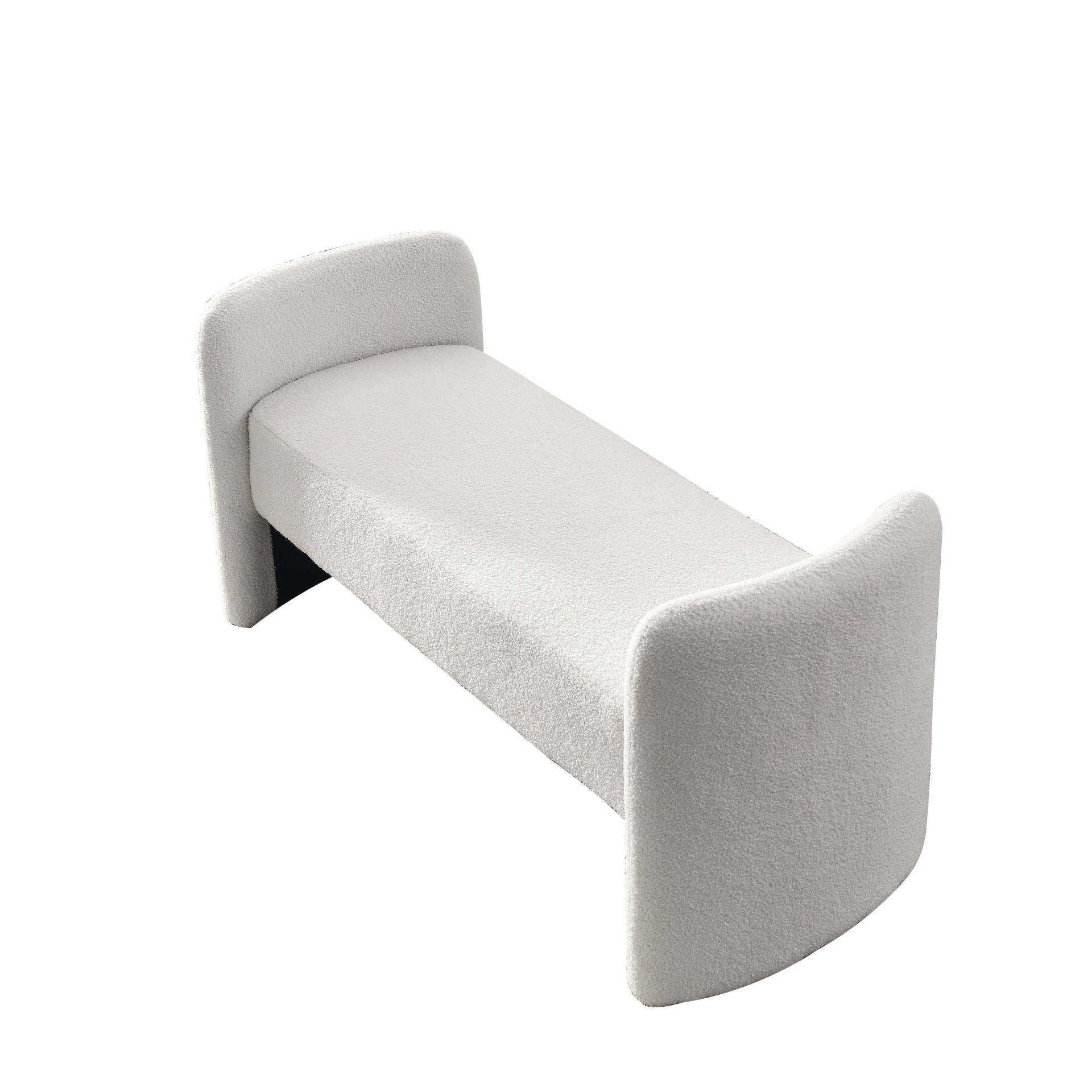 [product_type] | 52" Bench for Bedroom End of Bed Modern Contemporary Design Ottoman Couch Long Bench Window Sitting Fireplace Bench, Teddy White (Ivory) | casafoyer.myshopify.com