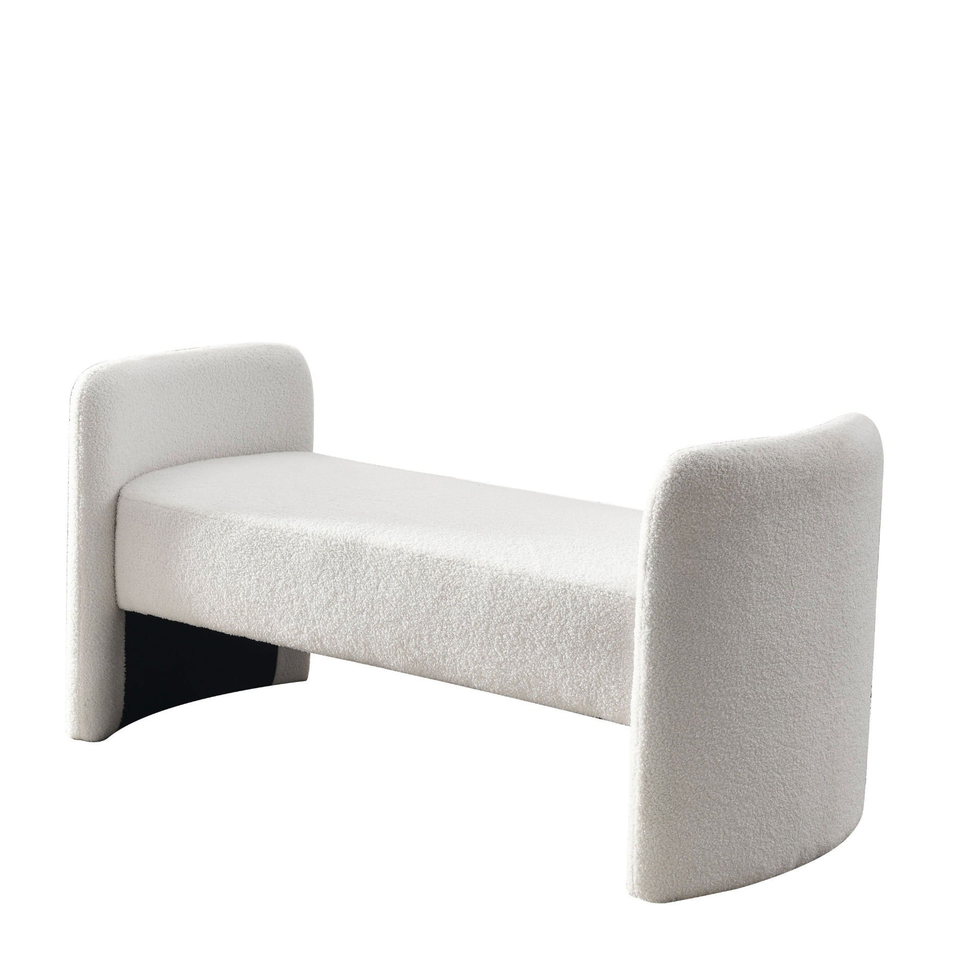 [product_type] | 52" Bench for Bedroom End of Bed Modern Contemporary Design Ottoman Couch Long Bench Window Sitting Fireplace Bench, Teddy White (Ivory) | casafoyer.myshopify.com