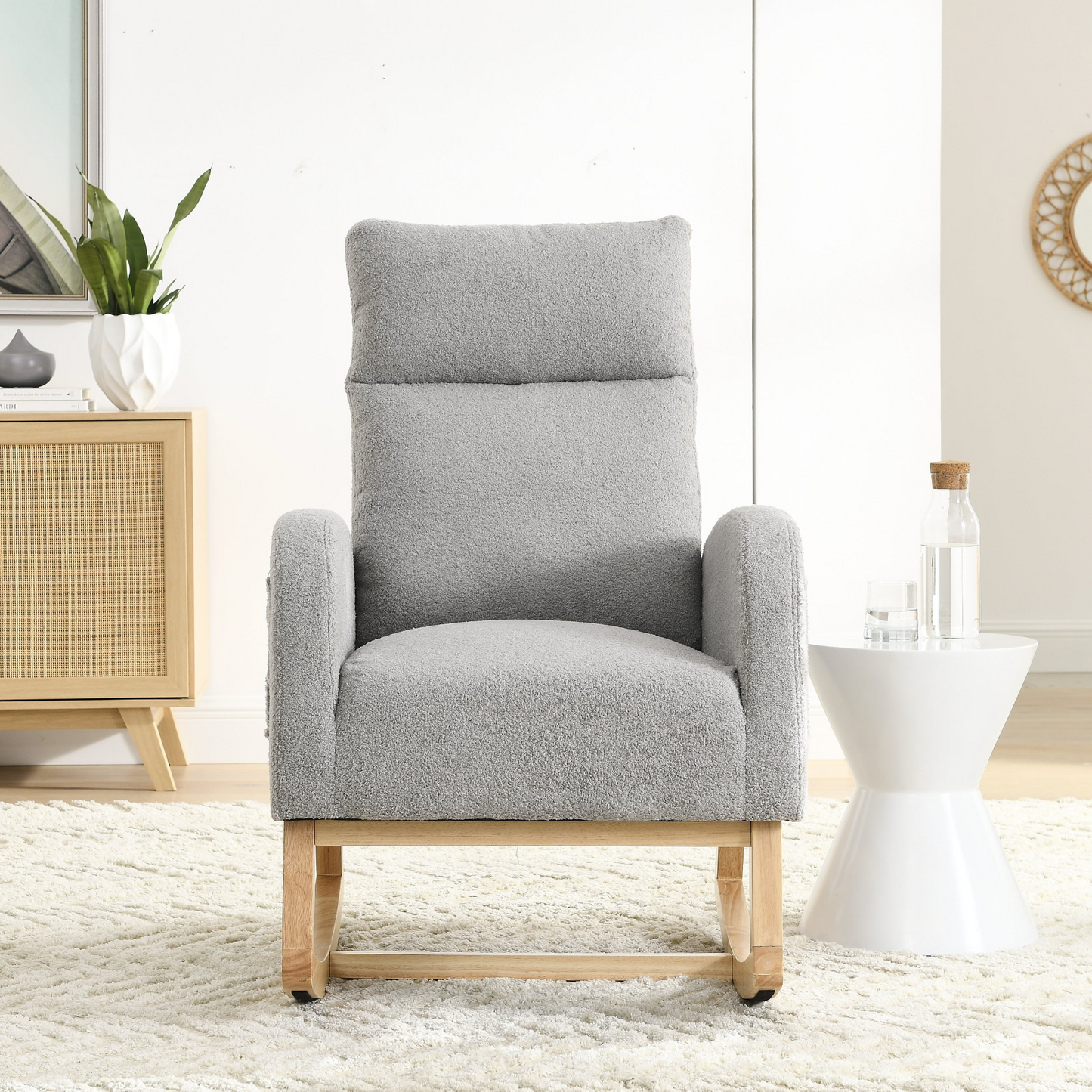 [product_type] | 27.6"W Modern Accent High Backrest Living Room Lounge Arm Rocking Chair, Two Side Pocket | casafoyer.myshopify.com