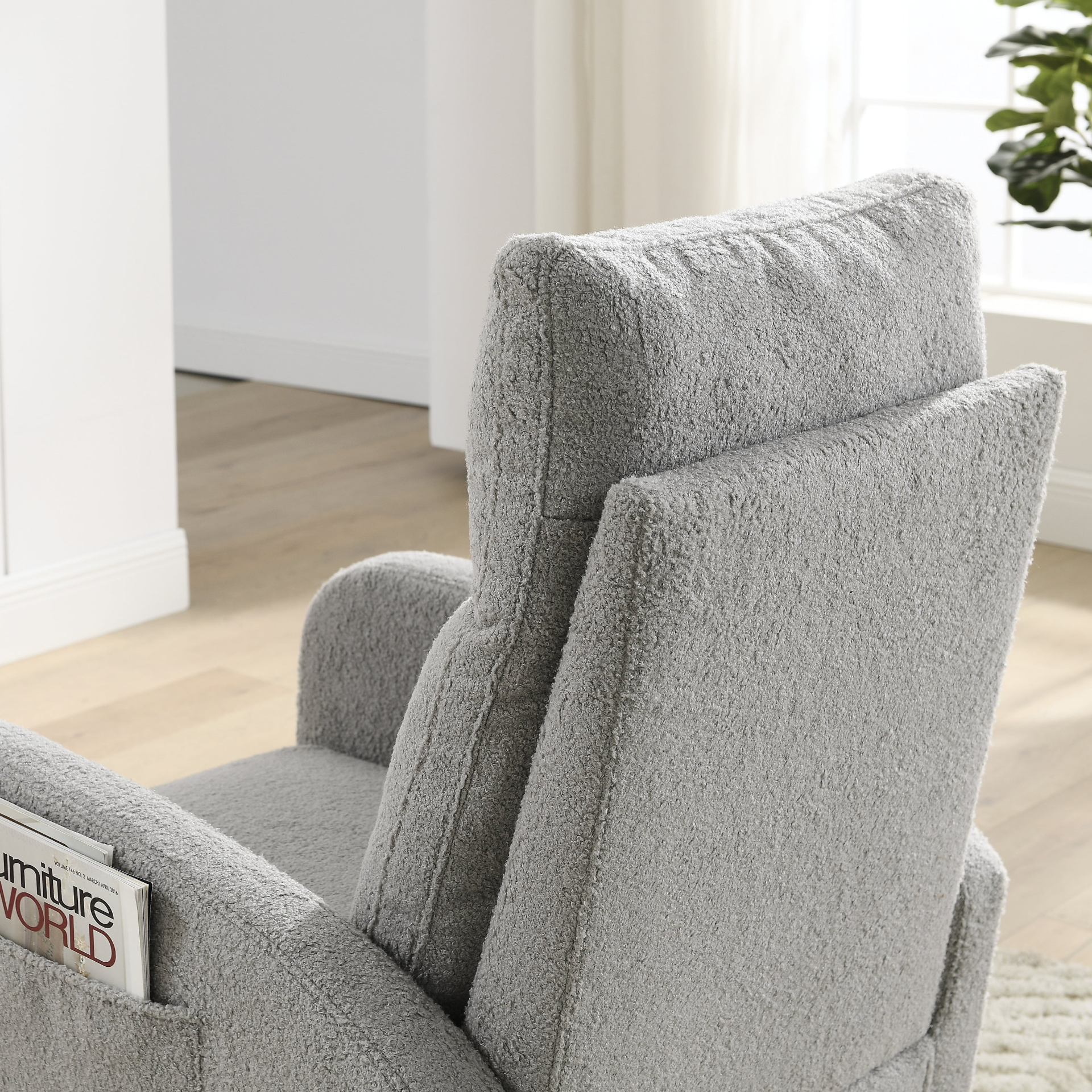 [product_type] | 27.6"W Modern Accent High Backrest Living Room Lounge Arm Rocking Chair, Two Side Pocket | casafoyer.myshopify.com