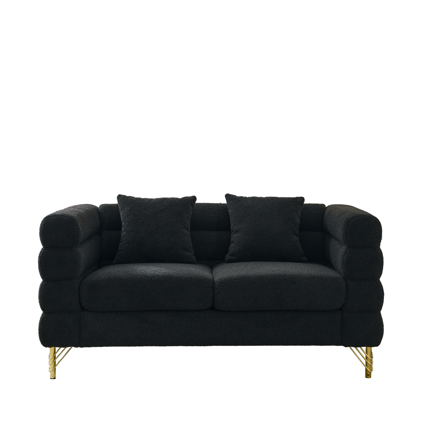 Sofa & Chair sets | 60Inch Oversized 2 Seater Sectional Sofa, Living Room Comfort Fabric Sectional Sofa-Deep Seating Sectional Sofa, Soft Sitting with 2 Pillows for Living Room, Bedroom, Office, Black teddy | casafoyer.myshopify.com