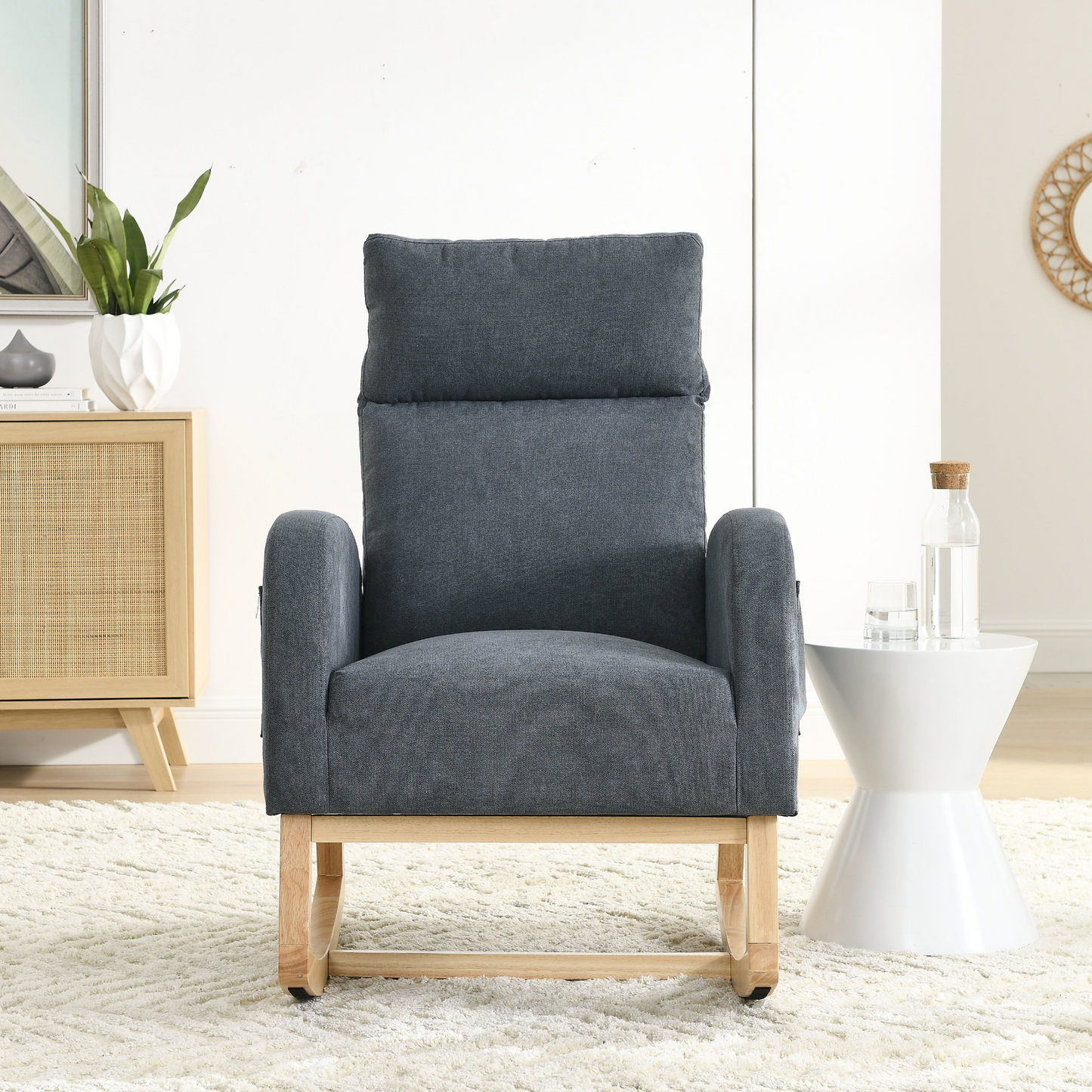 Sofa & Chair sets | Modern Accent High Backrest Living Room Lounge Arm Rocking Chair, Two Side Pocket | casafoyer.myshopify.com