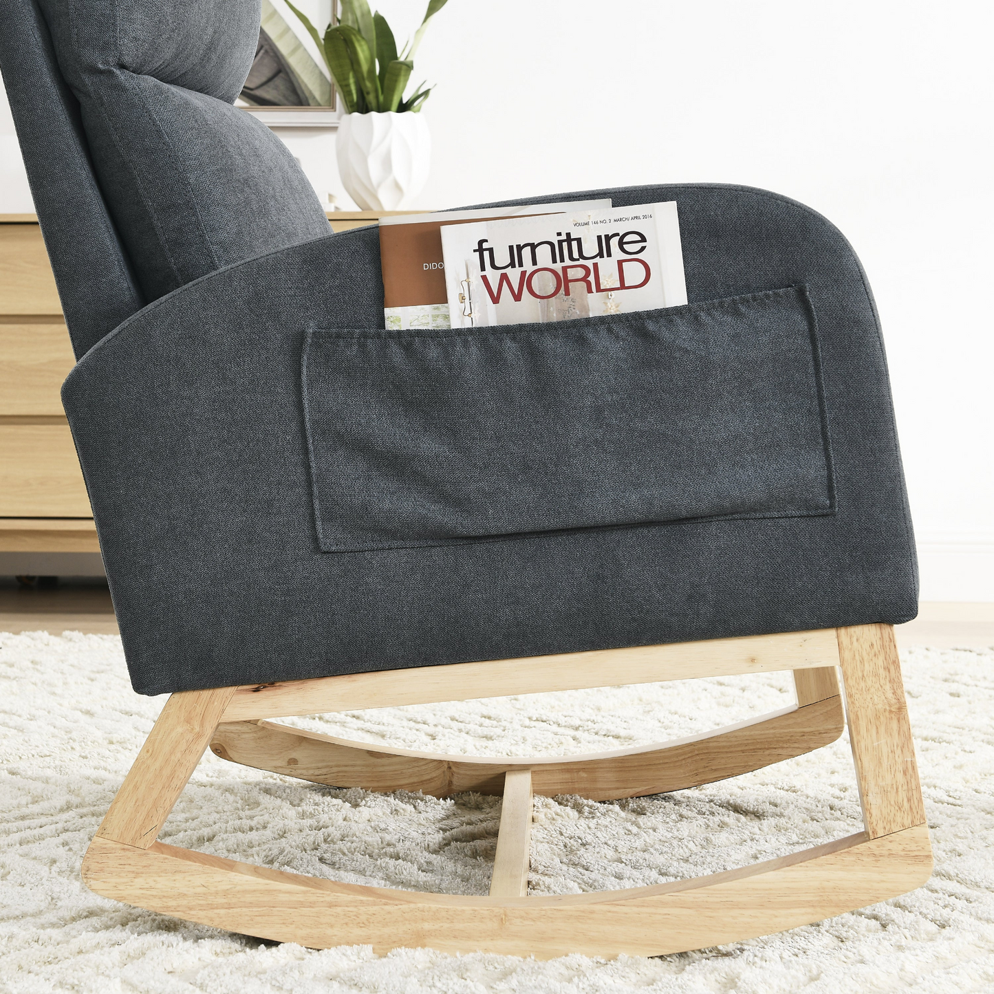 Sofa & Chair sets | Modern Accent High Backrest Living Room Lounge Arm Rocking Chair, Two Side Pocket | casafoyer.myshopify.com