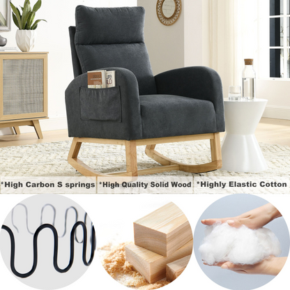 Sofa & Chair sets | Modern Accent High Backrest Living Room Lounge Arm Rocking Chair, Two Side Pocket | casafoyer.myshopify.com