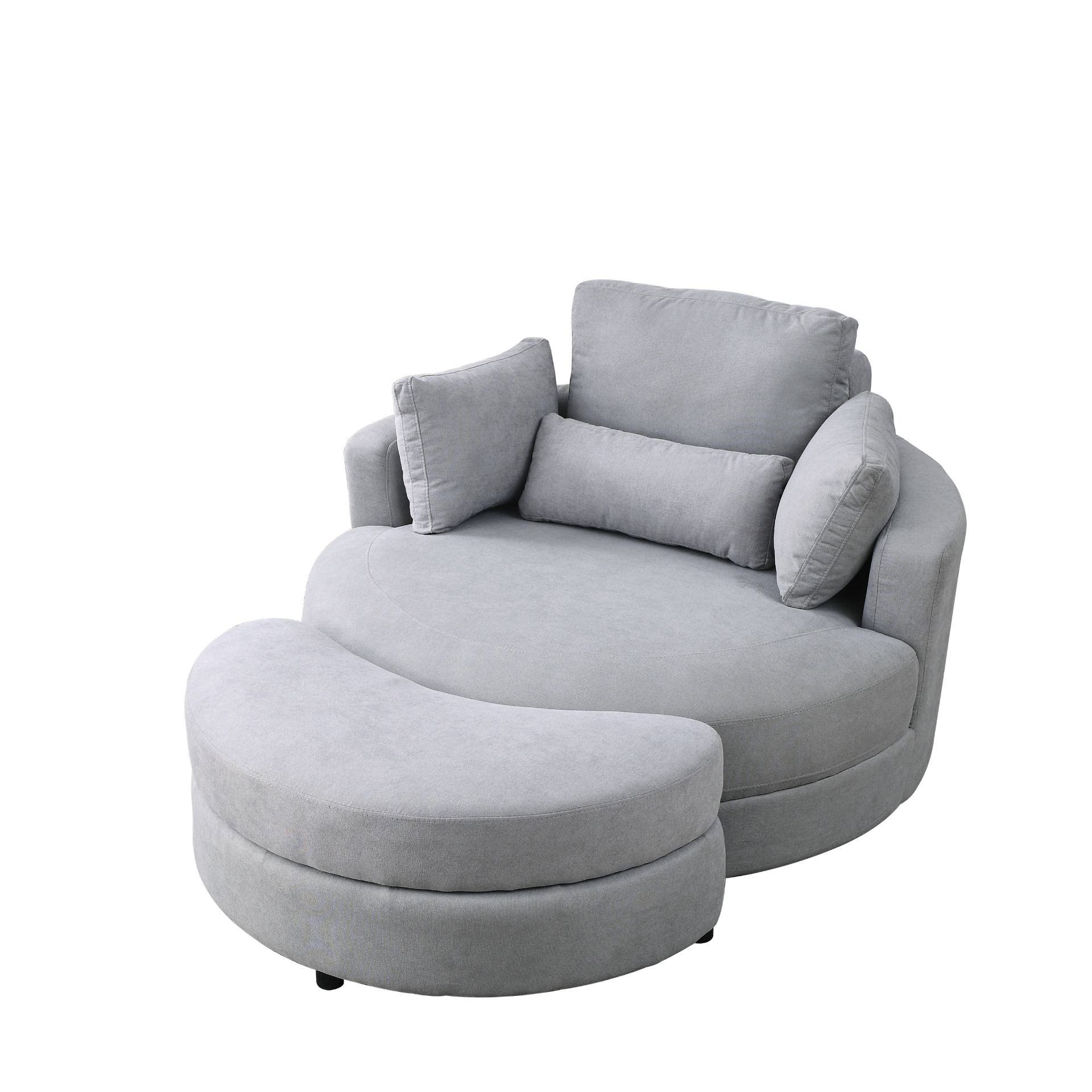 Sofa & Chair sets | Swivel Accent Barrel Modern Grey Sofa Lounge Club Big Round Chair with Storage Ottoman Linen Fabric for Living Room Hotel with Pillows | casafoyer.myshopify.com