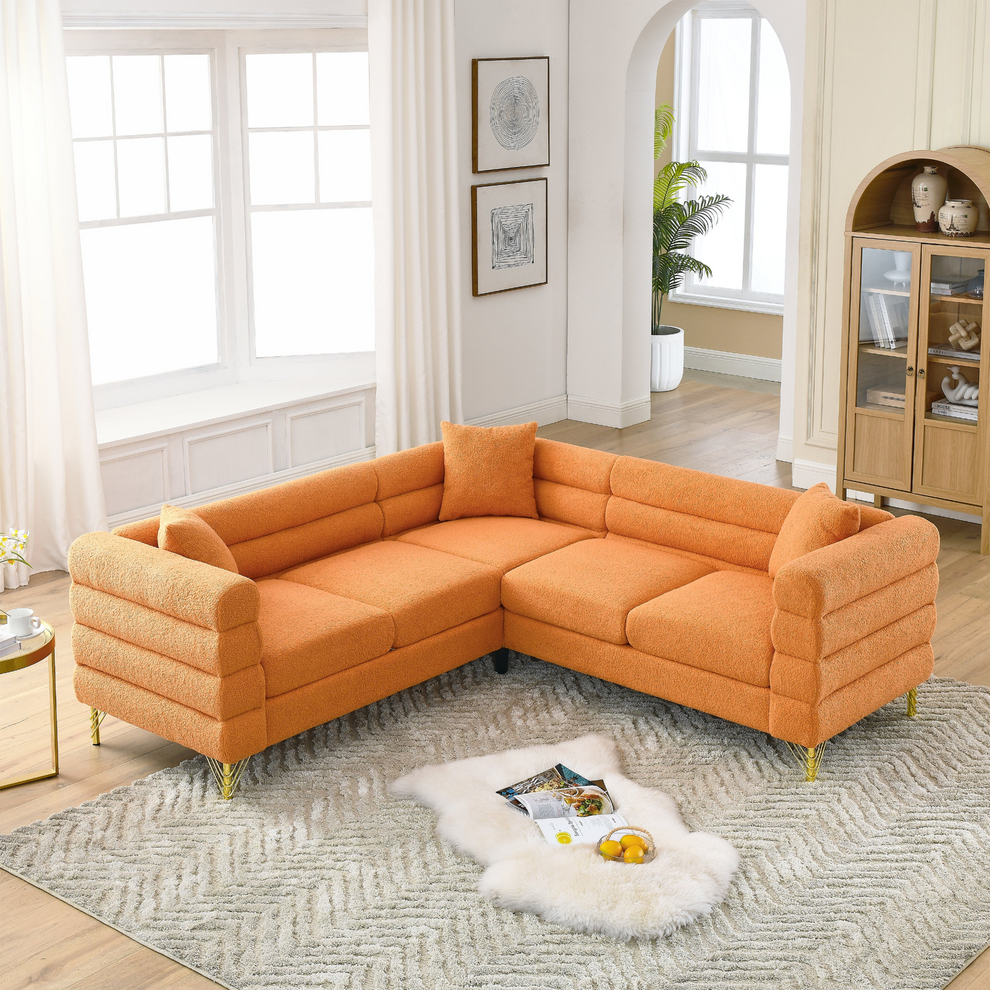 [product_type] | 81.5-Inch Oversized Corner Sofa Covers, L-Shaped Sectional Couch, 5-Seater Corner Sofas with 3 Cushions | casafoyer.myshopify.com