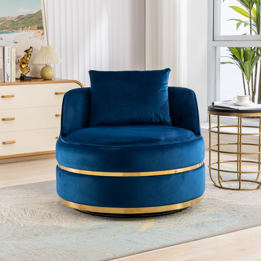 Sofa & Chair sets | 360 Degree Swivel Accent Chair Velvet Modern Upholstered Barrel Chair Over-Sized Soft Chair with Seat Cushion for Living Room, Bedroom, Office, Apartment, Blue | casafoyer.myshopify.com