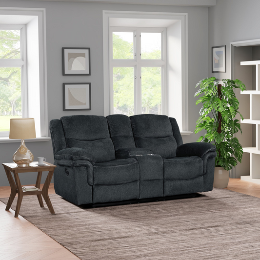 Sofa & Chair sets | Home Theater Seating Manual Reclining Sofa with Hide-Away Storage, Cup Holders, 2 USB Ports, 2 Power Sockets for Living Room, Bedroom, Dark Blue | casafoyer.myshopify.com