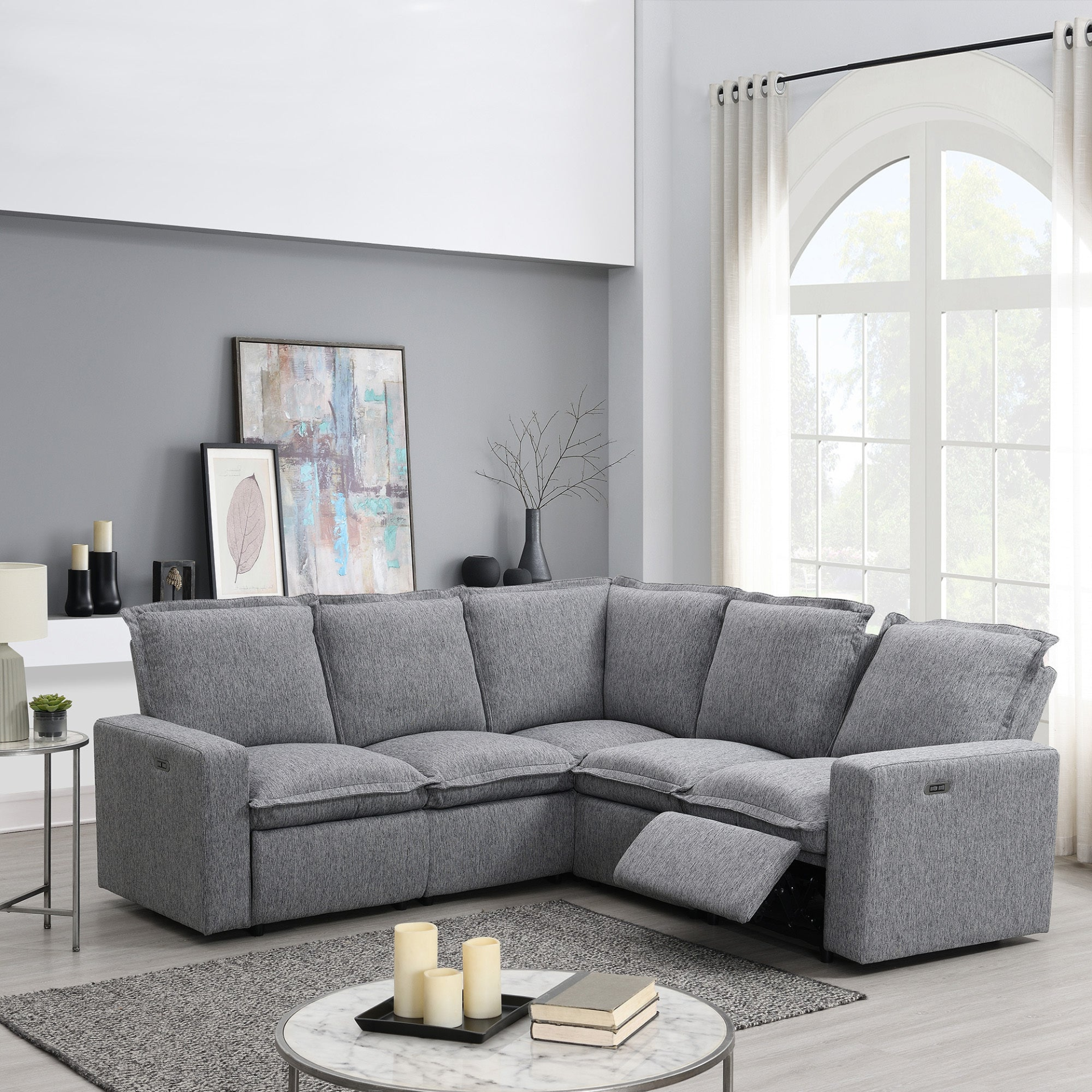 Sofa & Chair sets | Power Recliner Chair Home Theater Seating Soft Chair with USB Port for Living Room, Bedroom, Theater room, Grey | casafoyer.myshopify.com