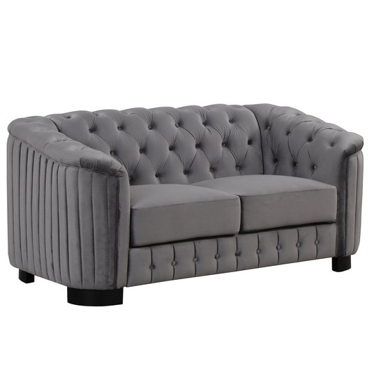 Sofa & Chair sets | Velvet Upholstered Loveseat Sofa,Modern Loveseat Sofa with Thick Removable Seat Cushion,2-Person Loveseat Sofa Couch for Living Room,Bedroom,or Small Space,Gray | casafoyer.myshopify.com