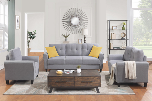 Sofa & Chair sets | Modern Living Room Sofa Set Linen Upholstered Couch Furniture for Home or Office ,Light Grey-Blue, 1+2+3-Seat | casafoyer.myshopify.com