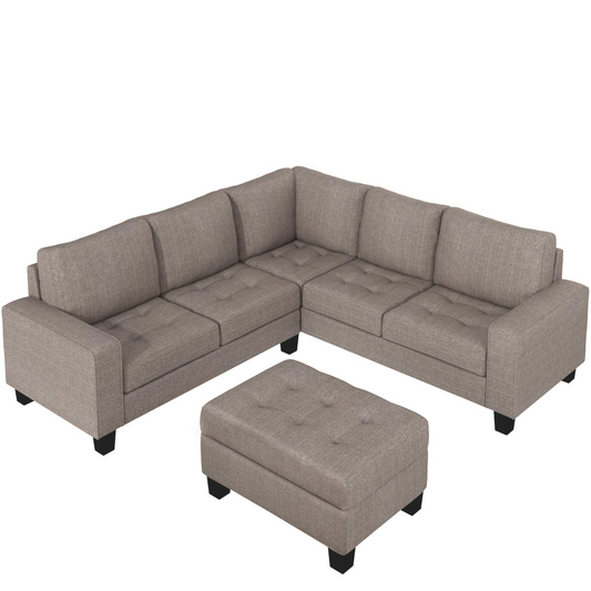 Sofa & Chair sets | Sectional Corner Sofa L-shape Couch Space Saving with Storage Ottoman & Cup Holders Design for Large Space Dorm Apartment | casafoyer.myshopify.com