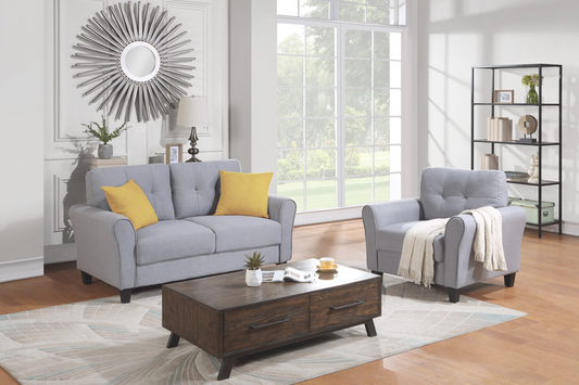 Sofa & Chair sets | Modern Living Room Sofa Set Linen Upholstered Couch Furniture for Home or Office ,Light Grey-Blue, 1+2 Seat | casafoyer.myshopify.com