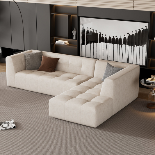 [product_type] | 110.2*72.8" Modular Modular Combination Living Room Sofa Set, Modern Minimalist Sofa, Living Room Upholstered Sofa Bed, Bedroom, 2pcs Computer Free Combination, L-Shaped,Beige | casafoyer.myshopify.com