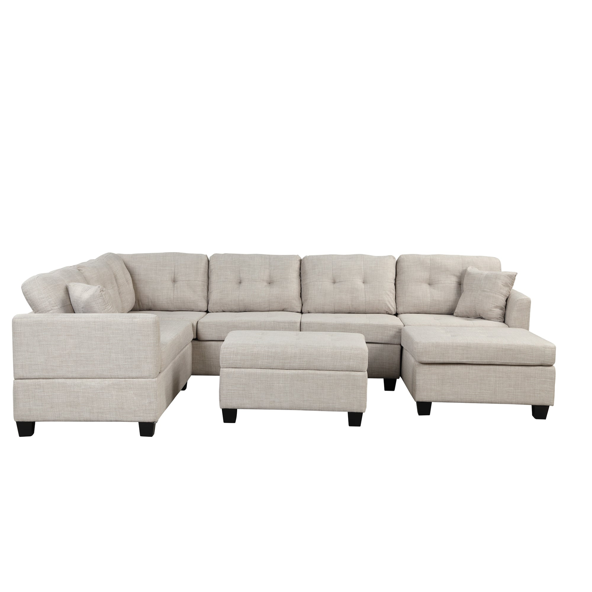 [product_type] | 121.3" Oversized Sectional Sofa with Storage Ottoman, U Shaped Sectional Couch with 2 Throw Pillows for Large Space Dorm Apartment | casafoyer.myshopify.com